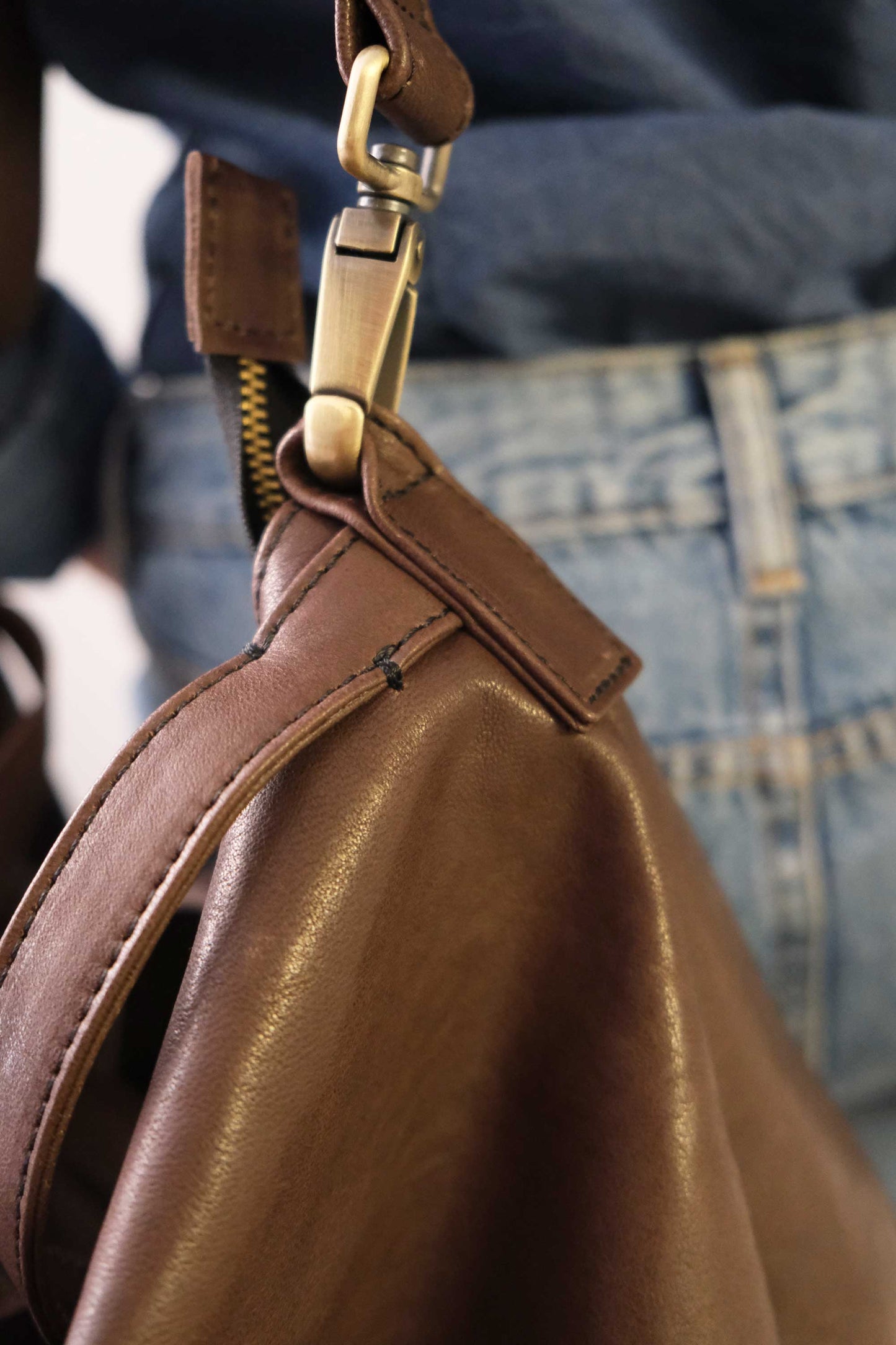 Cloudy borsa a tracolla in pelle nappa marrone - Made in Italy-