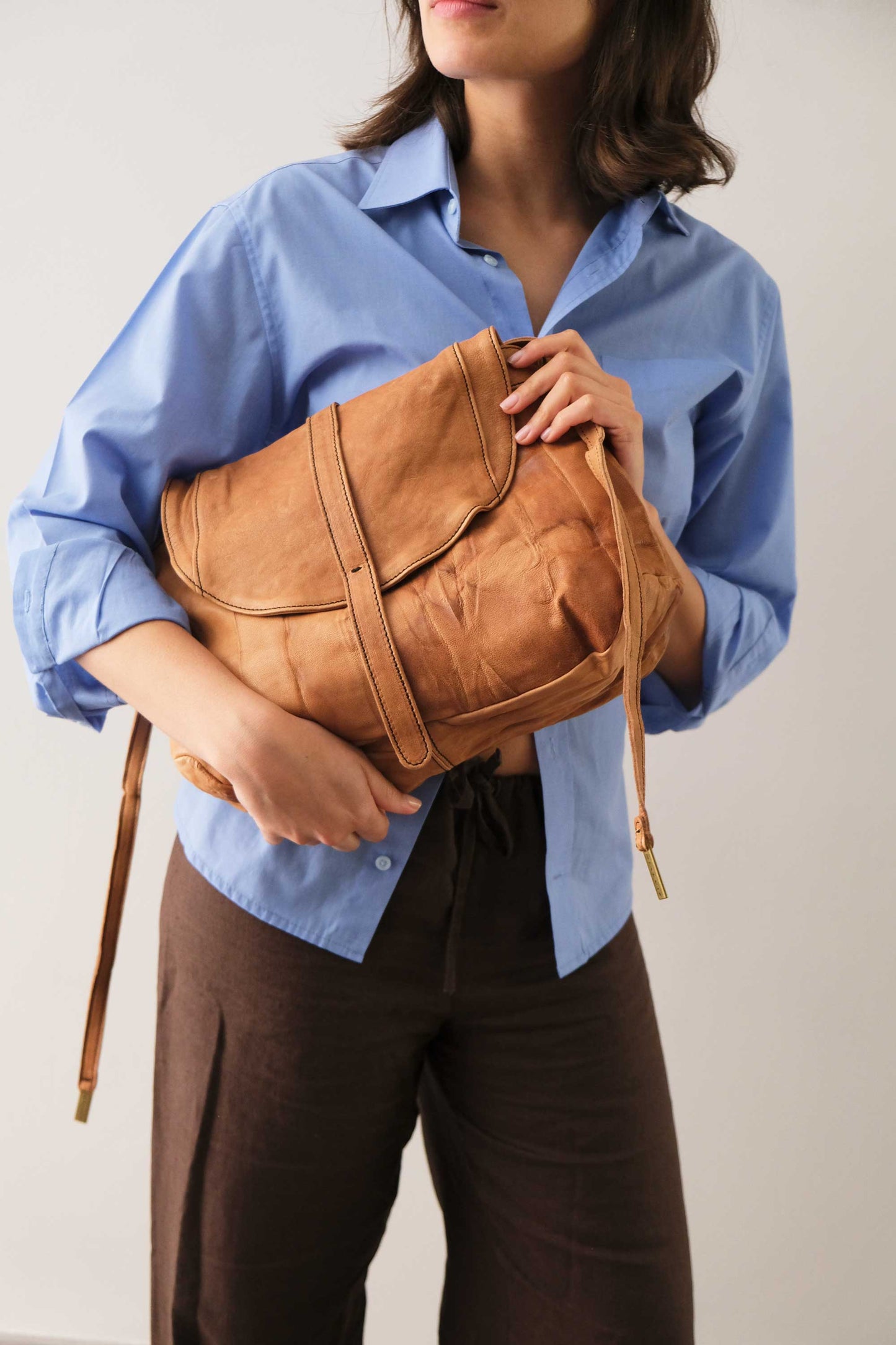 Do saddle bag cognac in soft nappa lomé - Made in Italy -