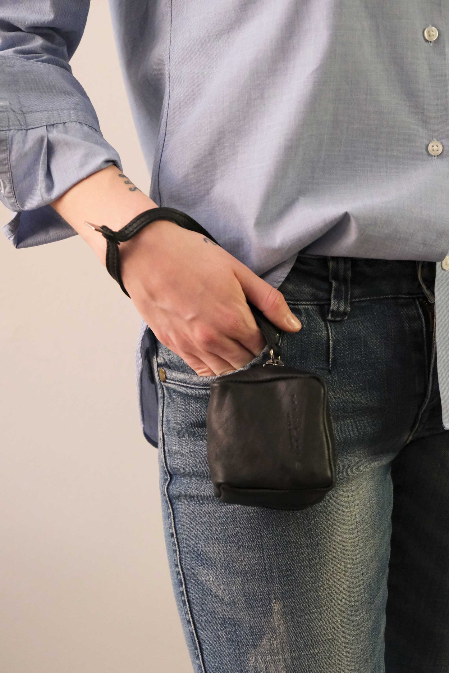Dream box mini pochette in morbida pelle nera - Made in Italy -