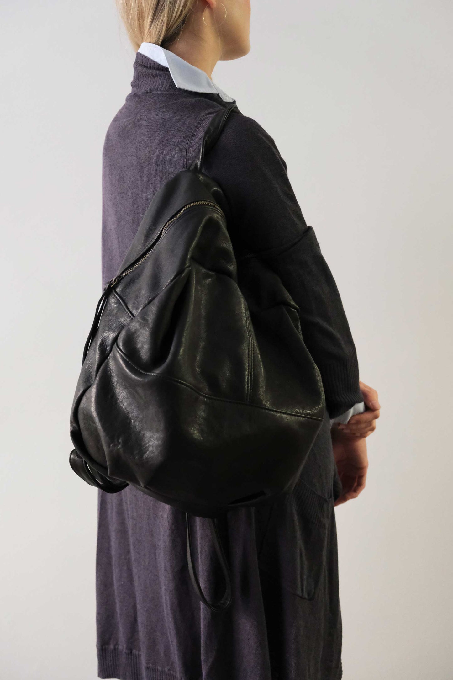 Nerina backpack in black nappa leather - Made in Italy -