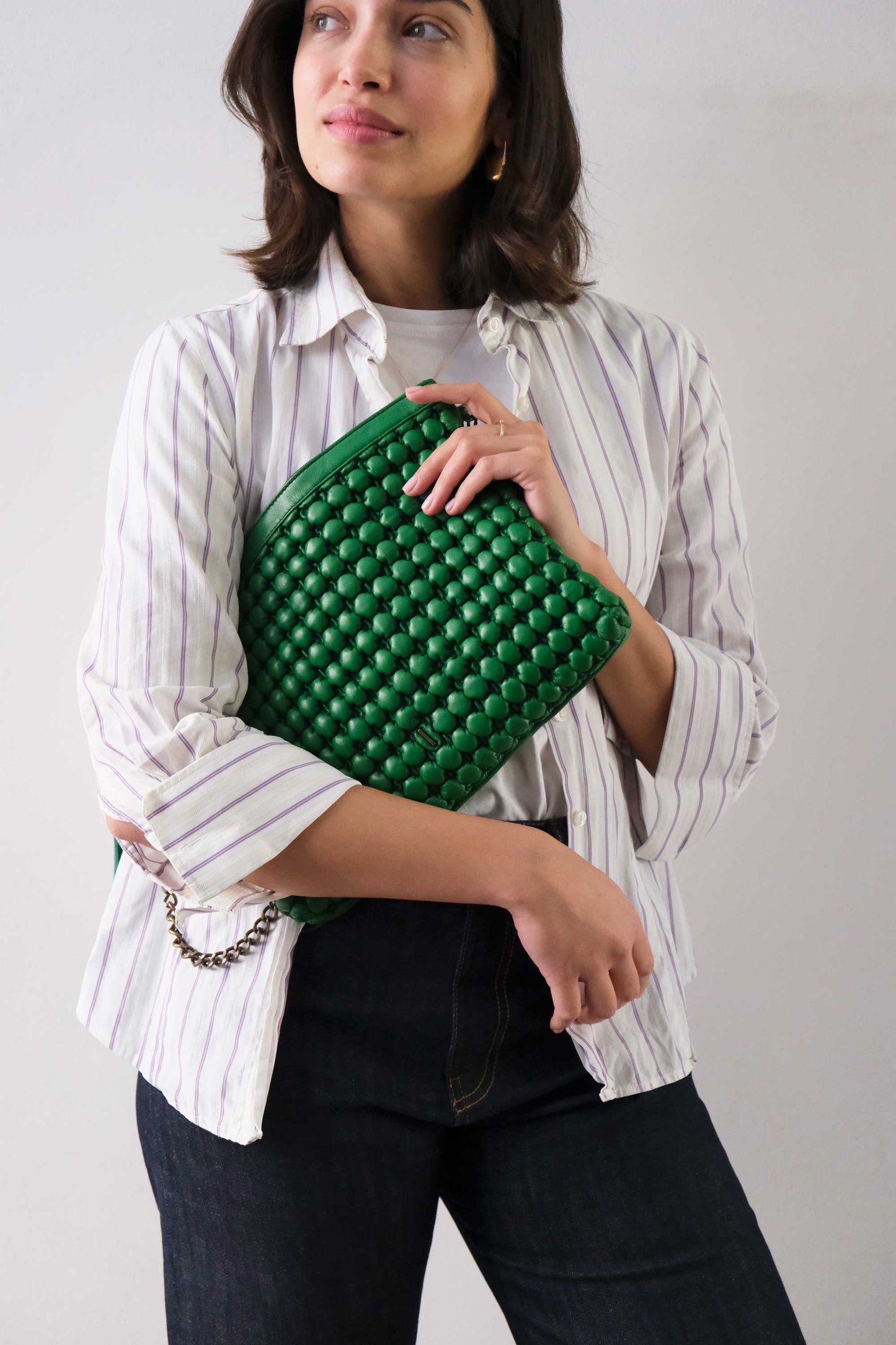 Zoe smeraldo in morbida nappa plisse bubble - Made in Italy -