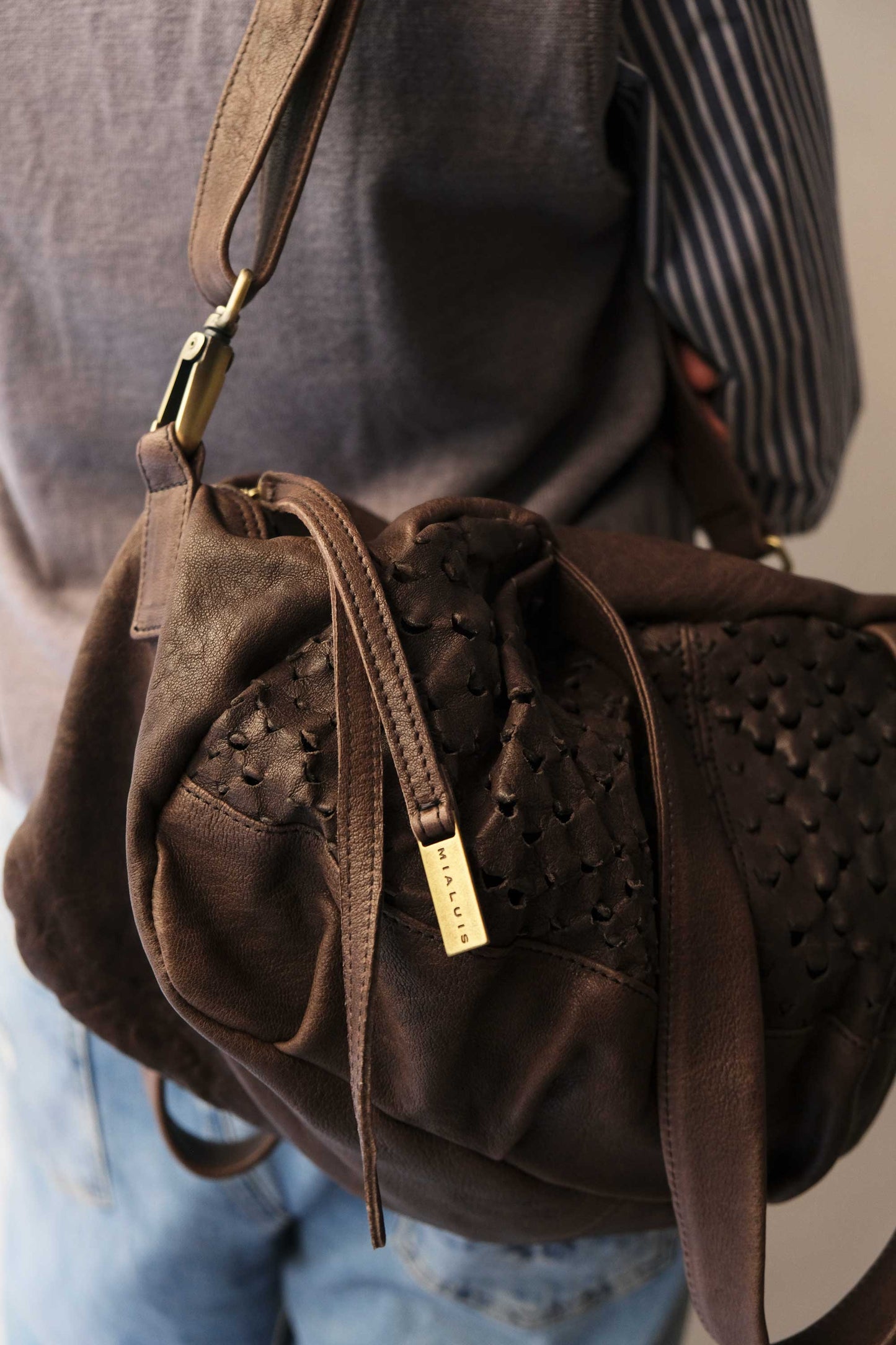 PRE ORDER discount 15%-Betty tote in brown perforated nappa leather - use code PREORDER15 - ESTIMATED DELIVERY SEPTEMBER 15- Made in Italy -