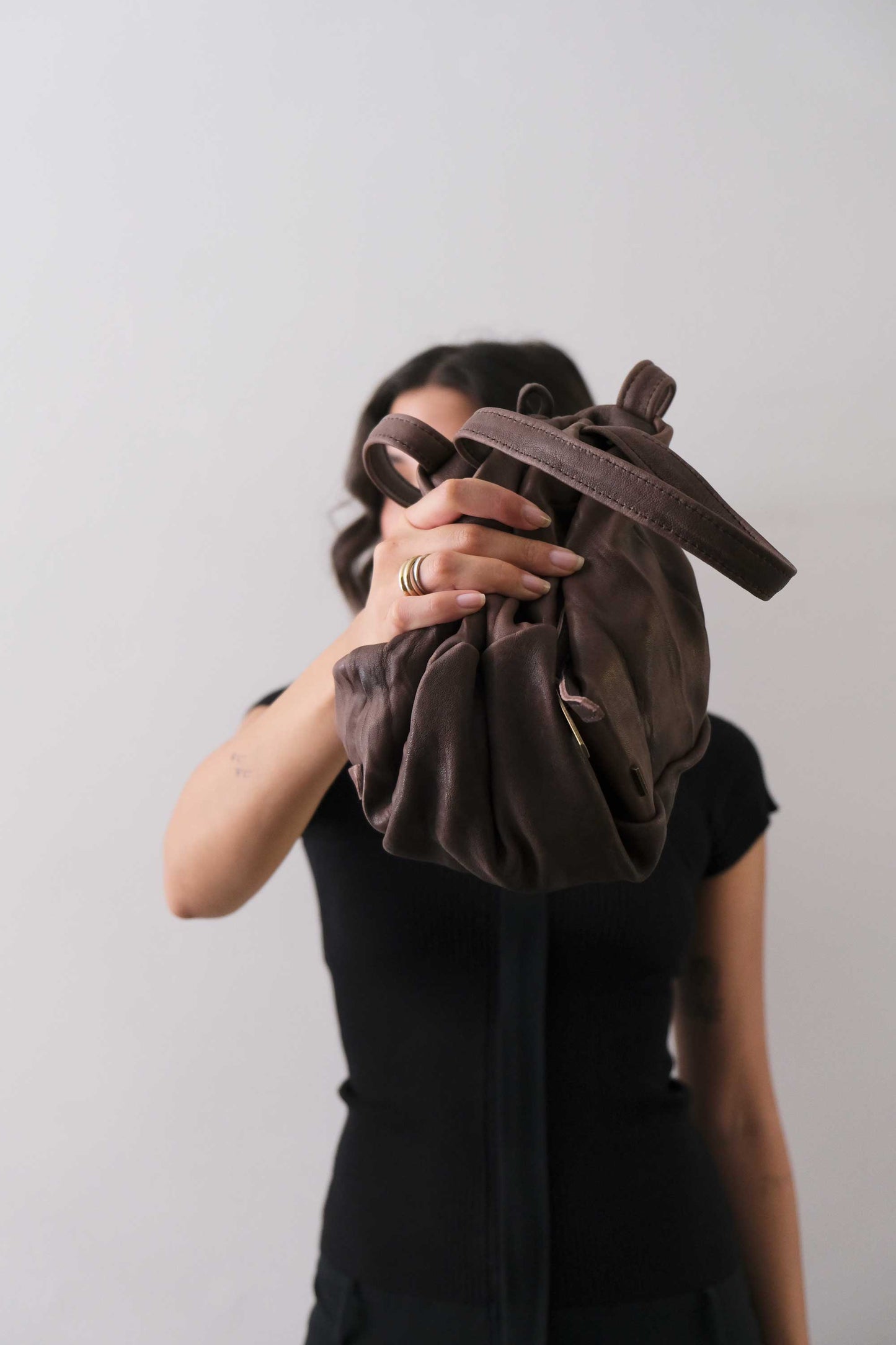 PRE ORDER discount 15%-Bobo top handle bag in brown nappa lomè soft leather - use code PREORDER15 - ESTIMATED DELIVERY SEPTEMBER 15- Made in Italy -