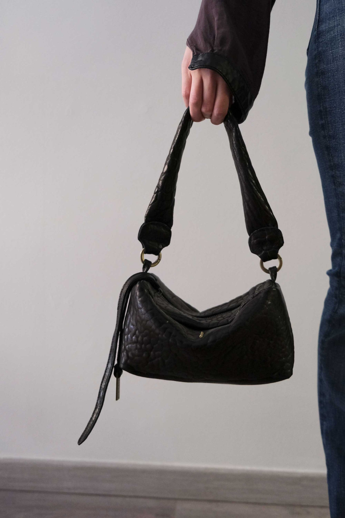 Bobo Mini Torchon top handle bag in mutton vegetable leather