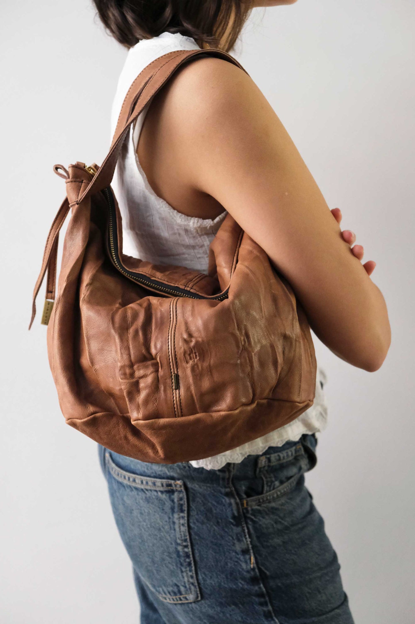 Carola bag cioccolato morbida nappa lomè - Made in Italy -