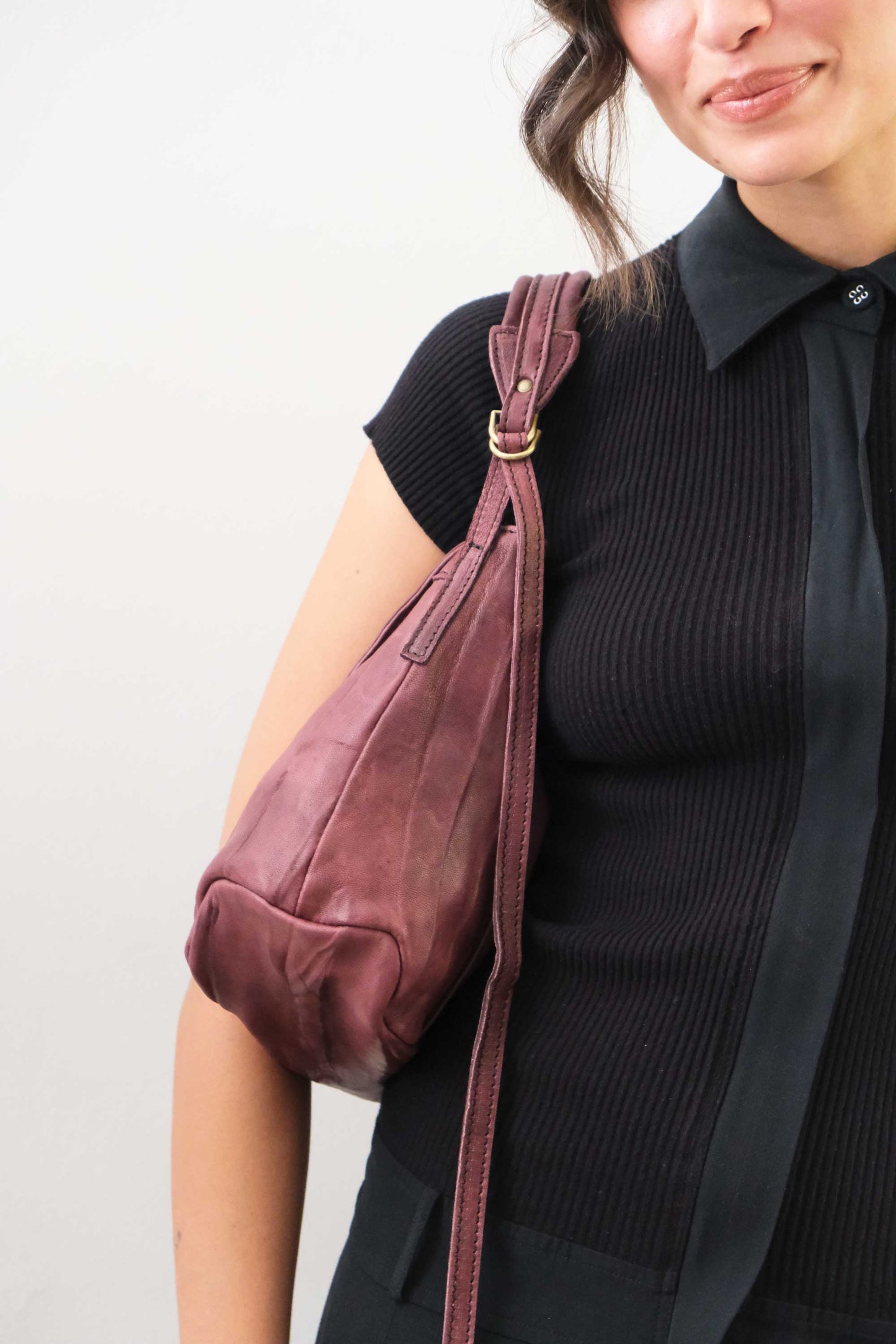 PRE ORDER discount 15%-Do saddle bag in plum soft nappa lomé - use code PREORDER15 - ESTIMATED DELIVERY SEPTEMBER 15- Made in Italy -
