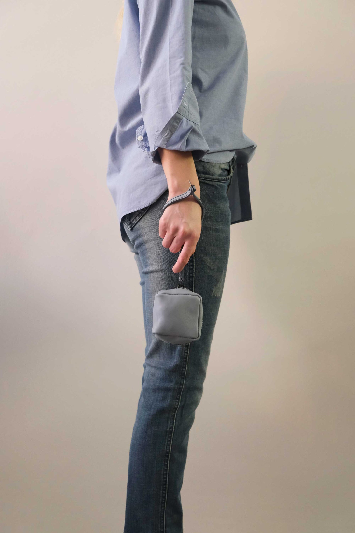 Dream box mini pochette in morbida pelle color pioggia - Made in Italy -