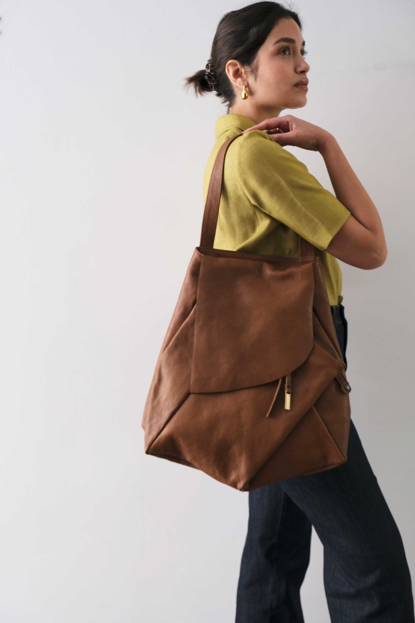 Ferdi tote bag in cognac nappa leather - Made in Italy -