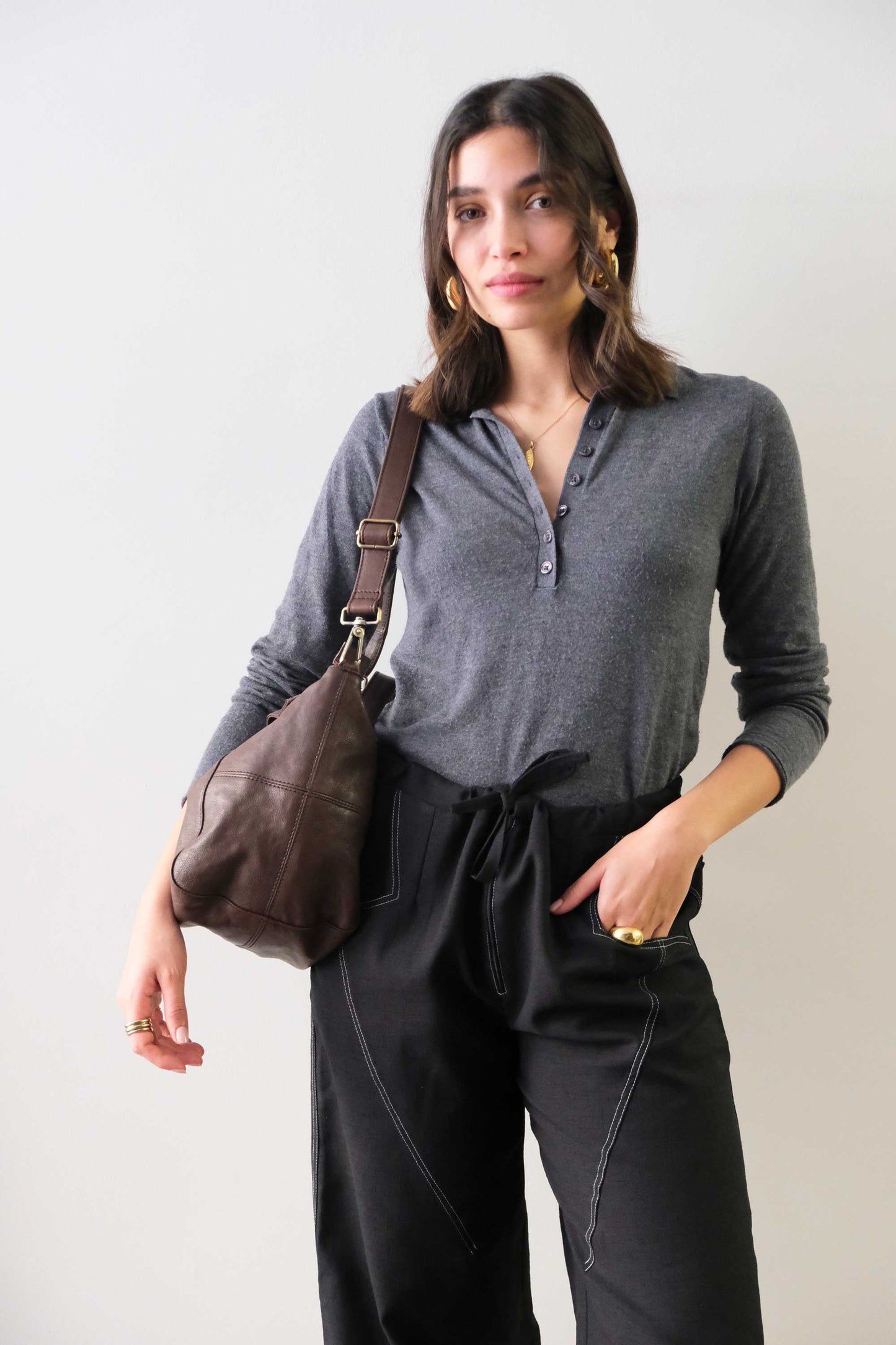 Marty bag in brown soft nappa - Made in Italy -
