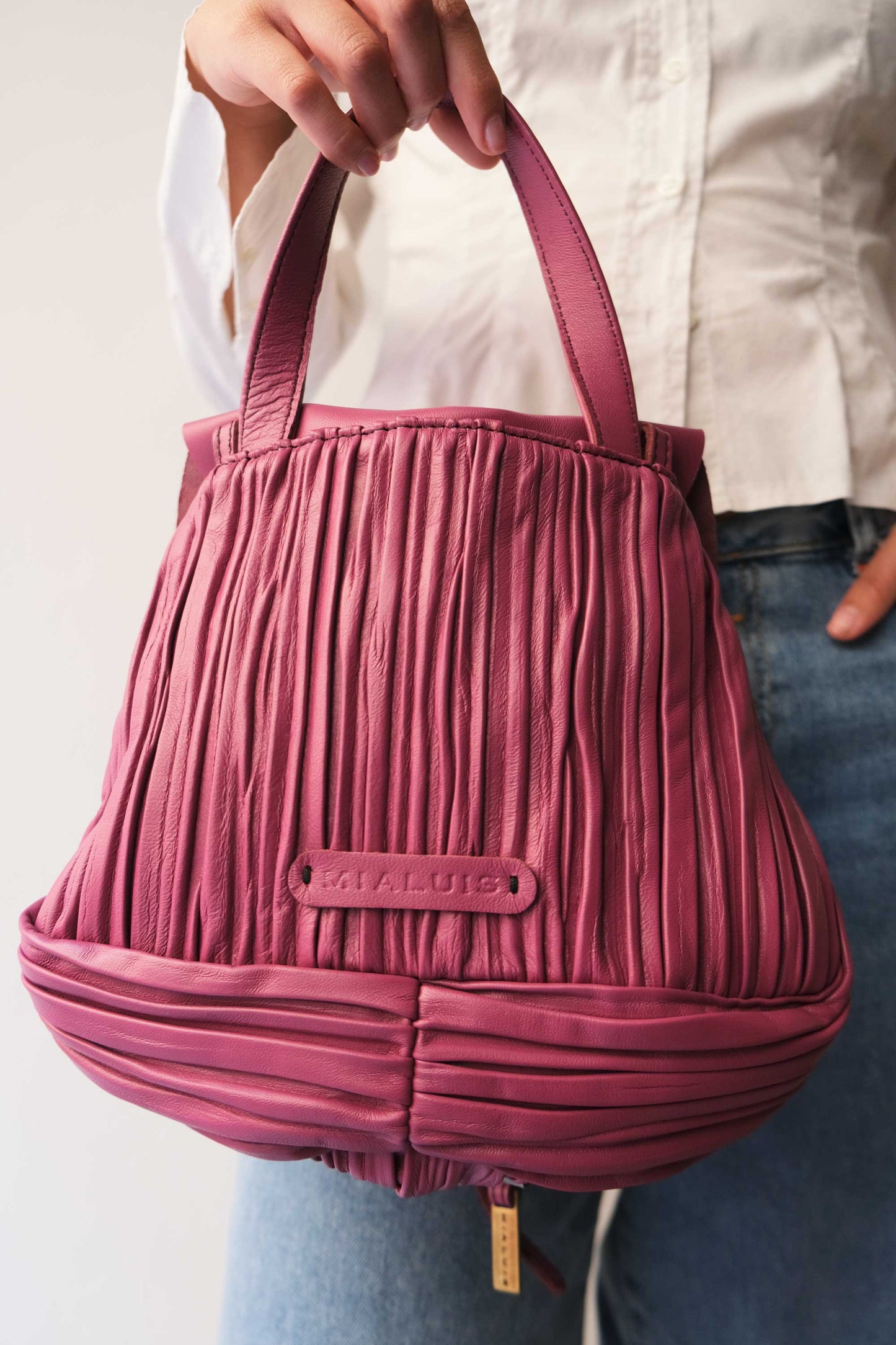 PRE ORDER discount 15%- Minu in pleated barolo colour leather- use code PREORDER15 - ESTIMATED DELIVERY END SEPTEMBER - Made in Italy -