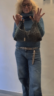 Chicca Media hobo bag in black perforated nappa - Made in Italy -