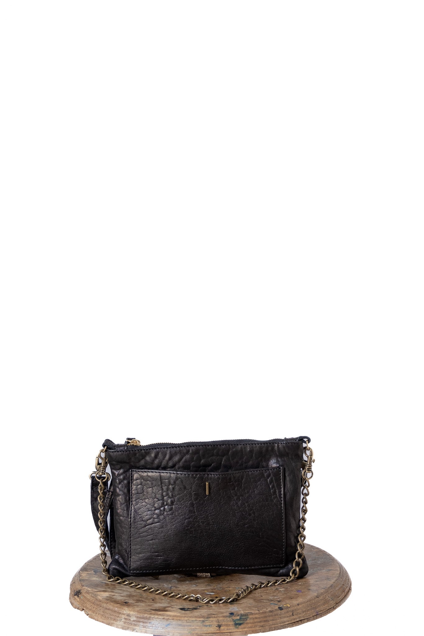 Mikin pochette in mutton black vegetable leather