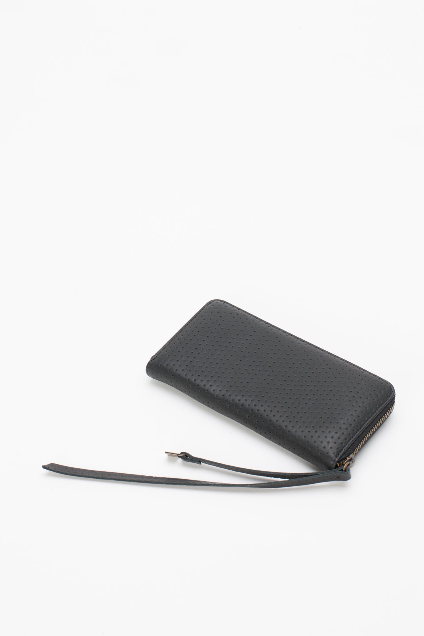Zip around wallet drilled leather