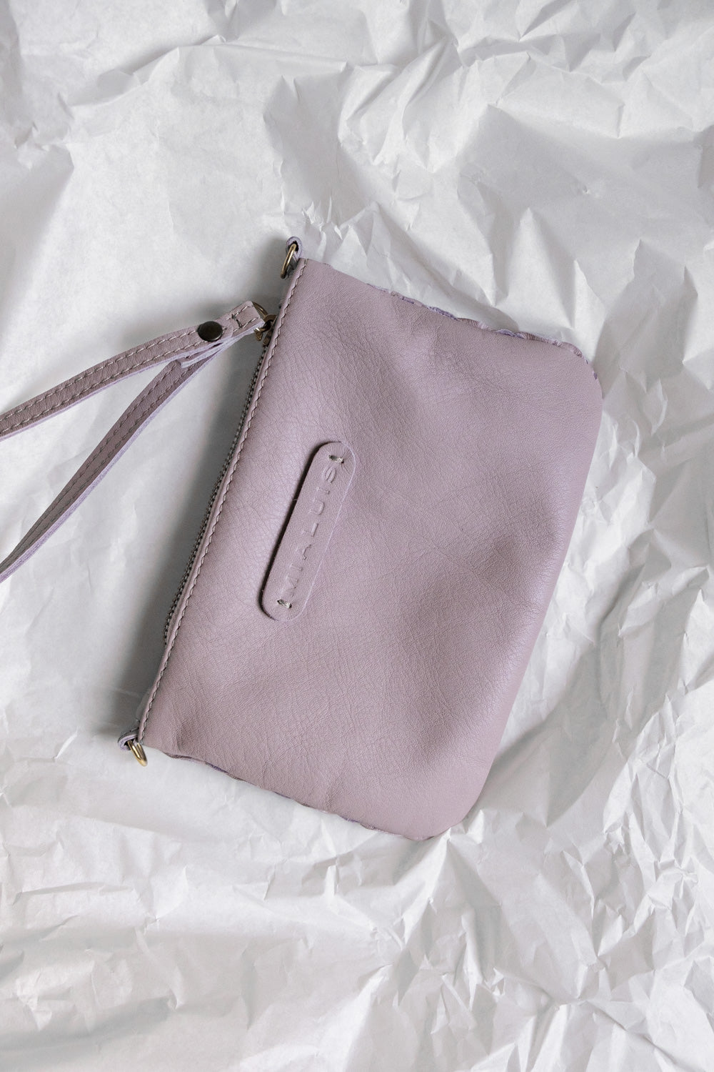 Tina pochette in orchid perforated leather