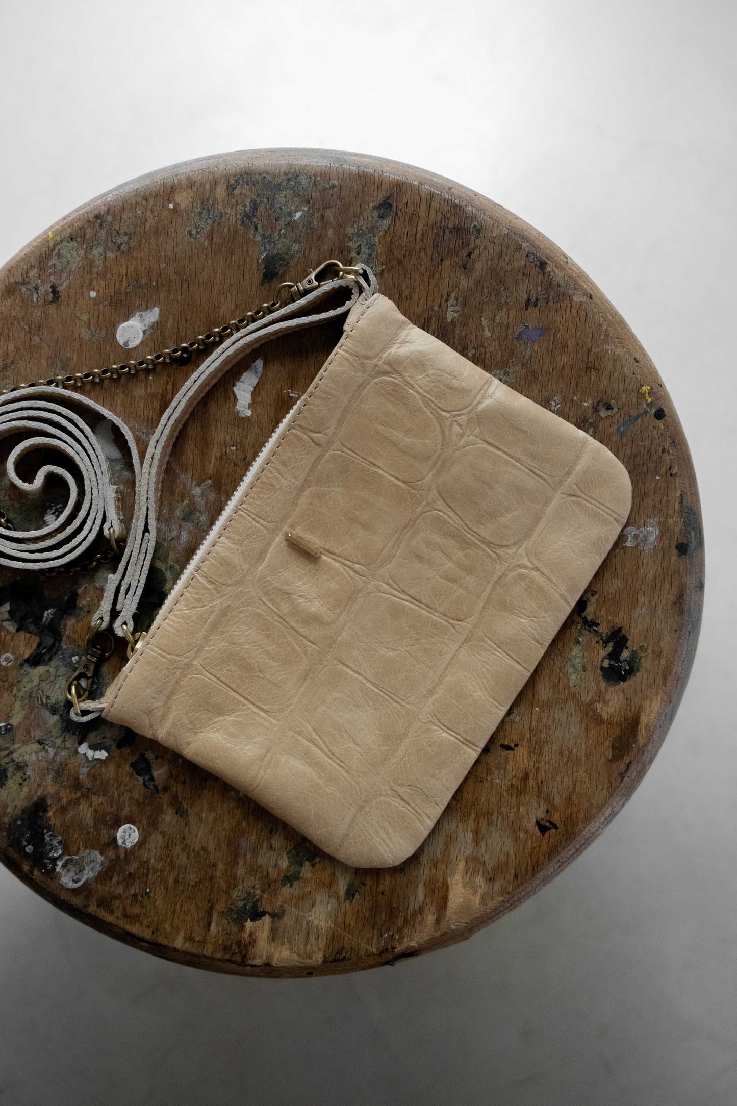 Tina pochette in cocco cream leather