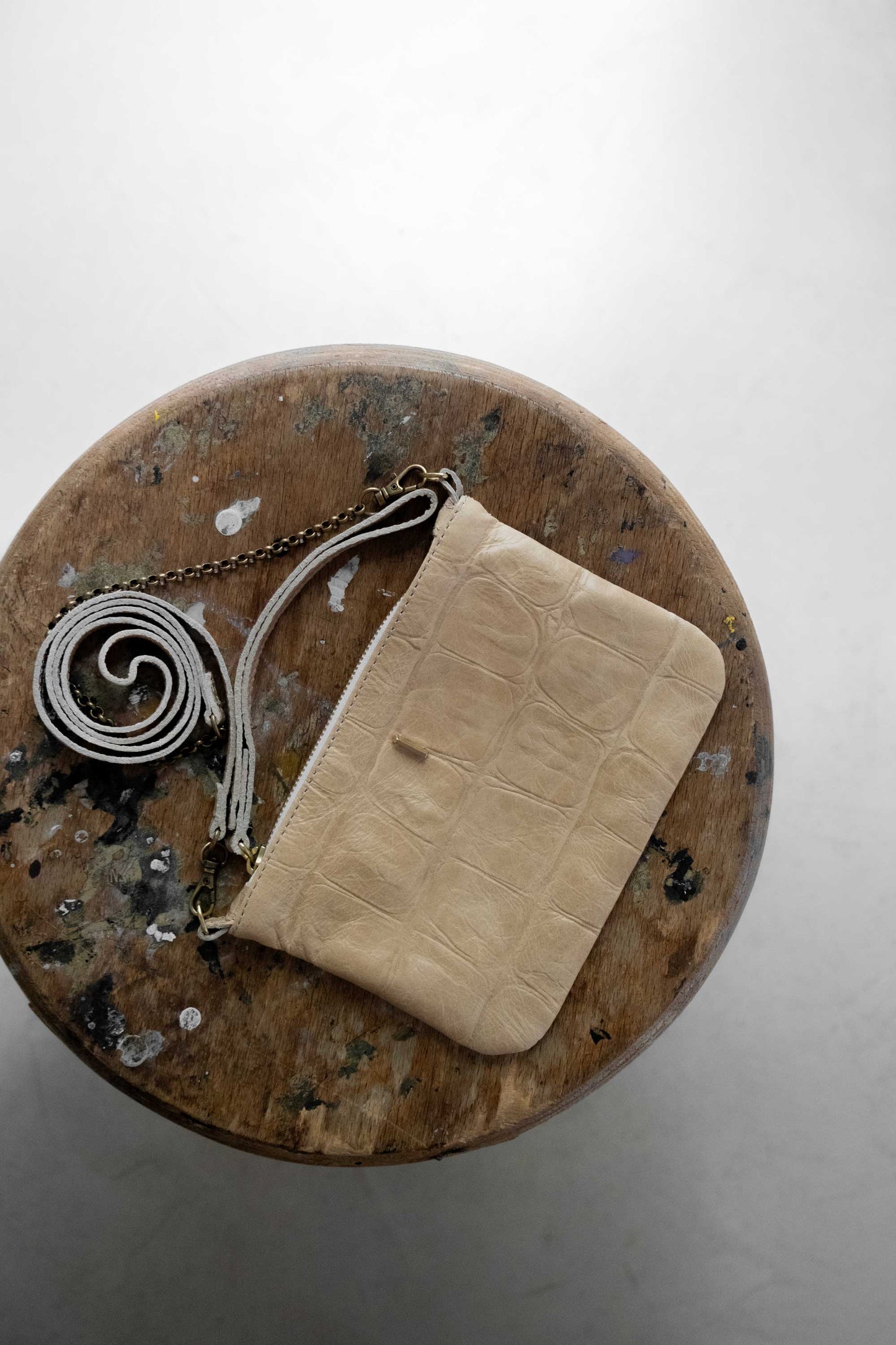 Tina pochette in cocco cream leather