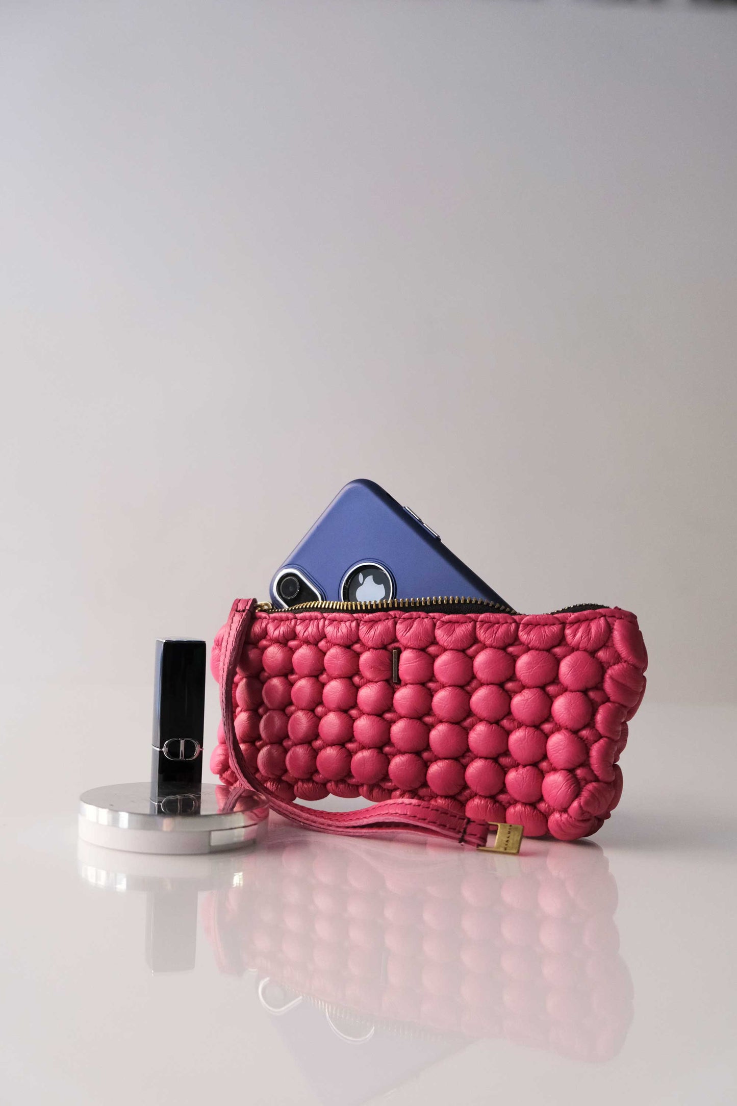 Bubble Mialuis in pleated bubble fuchsia soft nappa leather - Made in Italy -