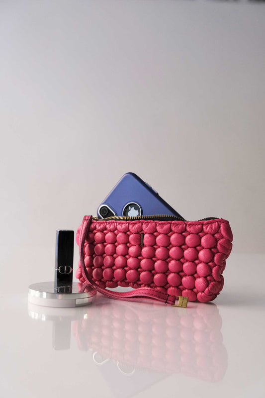 Bubble Mialuis in pleated bubble fuchsia soft nappa leather - Made in Italy -