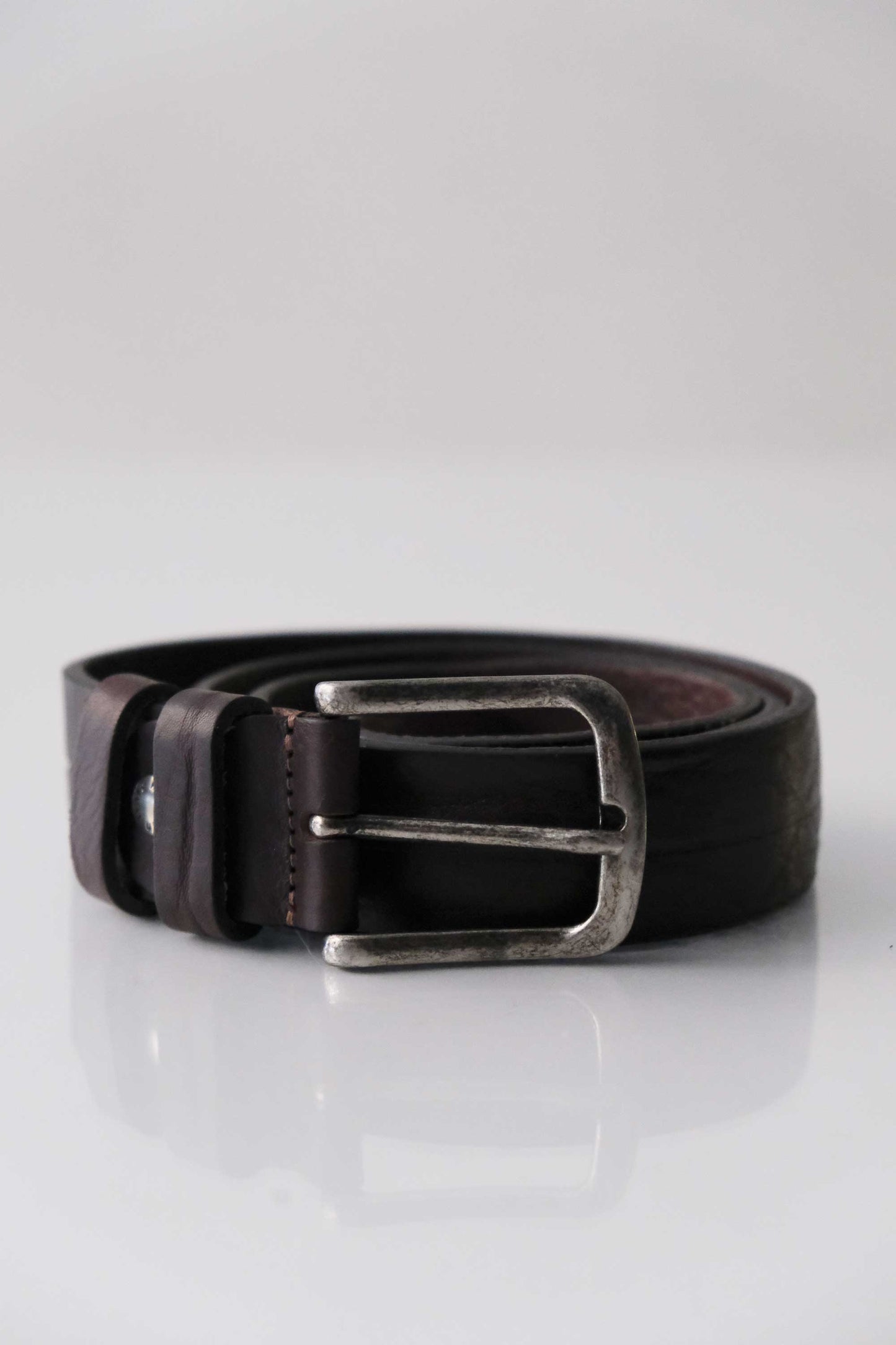 Belt Punto – Men’s vegetable-tanned leather dark brown – Made in Italy