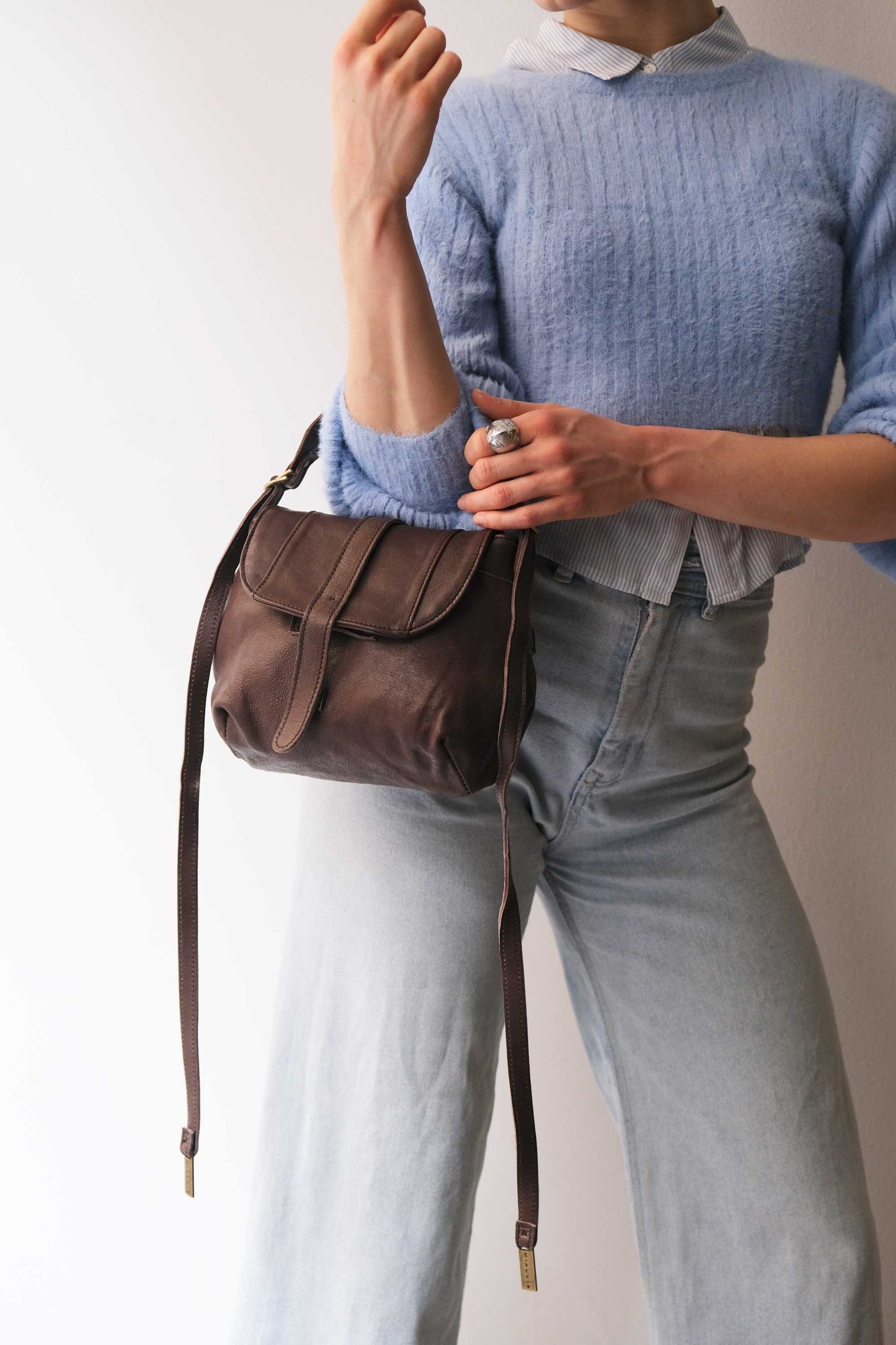 Do mini saddle bag in brown soft nappa - Made in Italy -