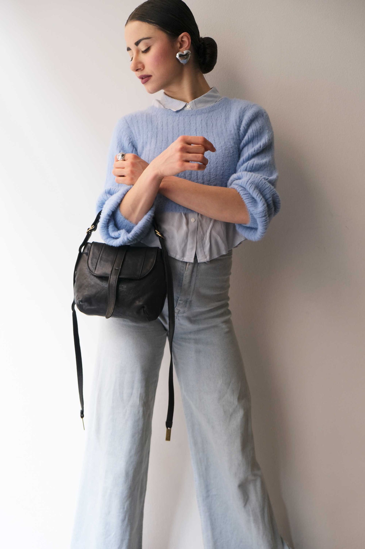 Do mini saddle bag in black soft nappa - Made in Italy -