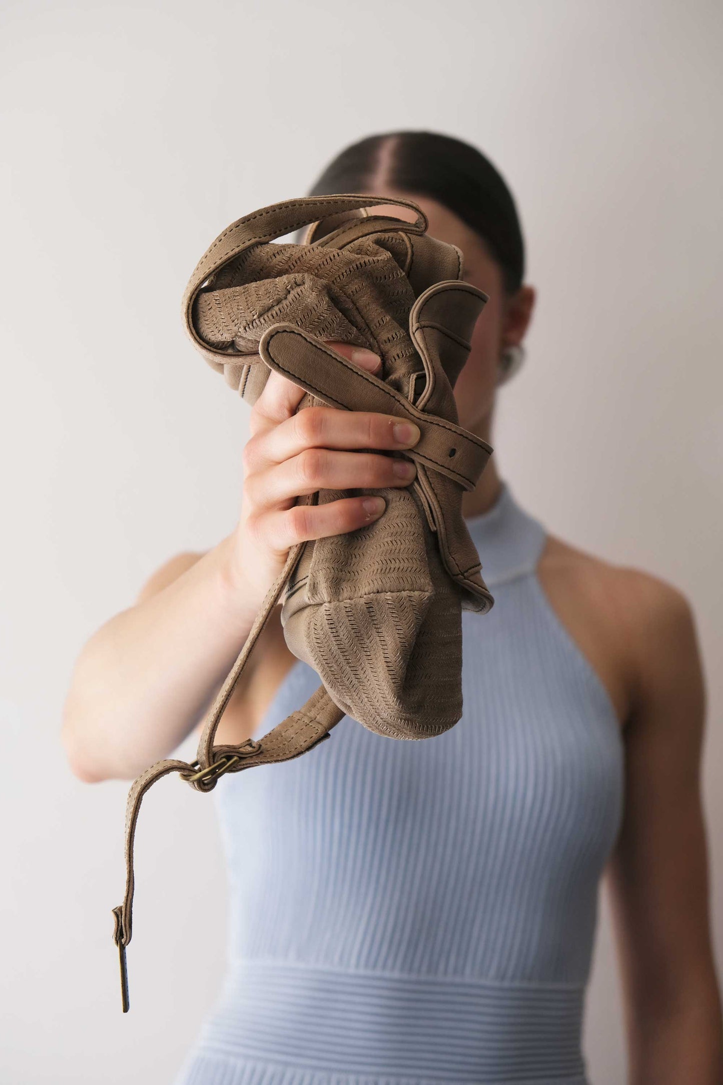 Do mini saddle bag in shark perforated saetta nappa - Made in Italy-