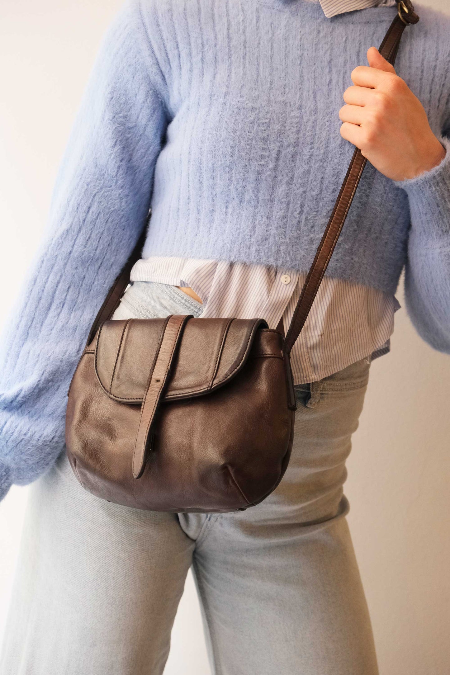 Do mini saddle bag in caffè turner calf soft leather - Made in Italy-