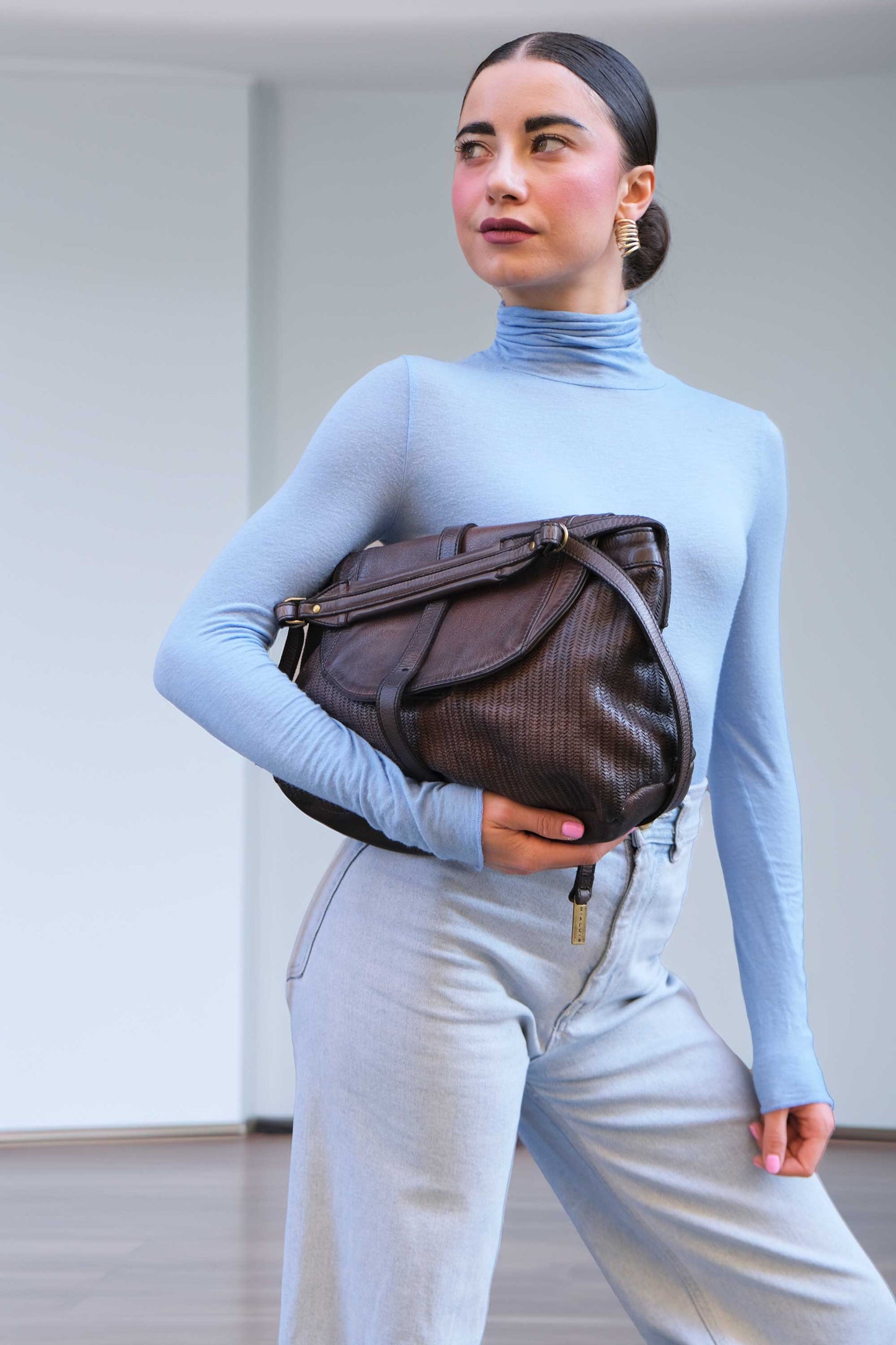 Do saddle bag in caffè turner calf soft leather - Made in Italy -