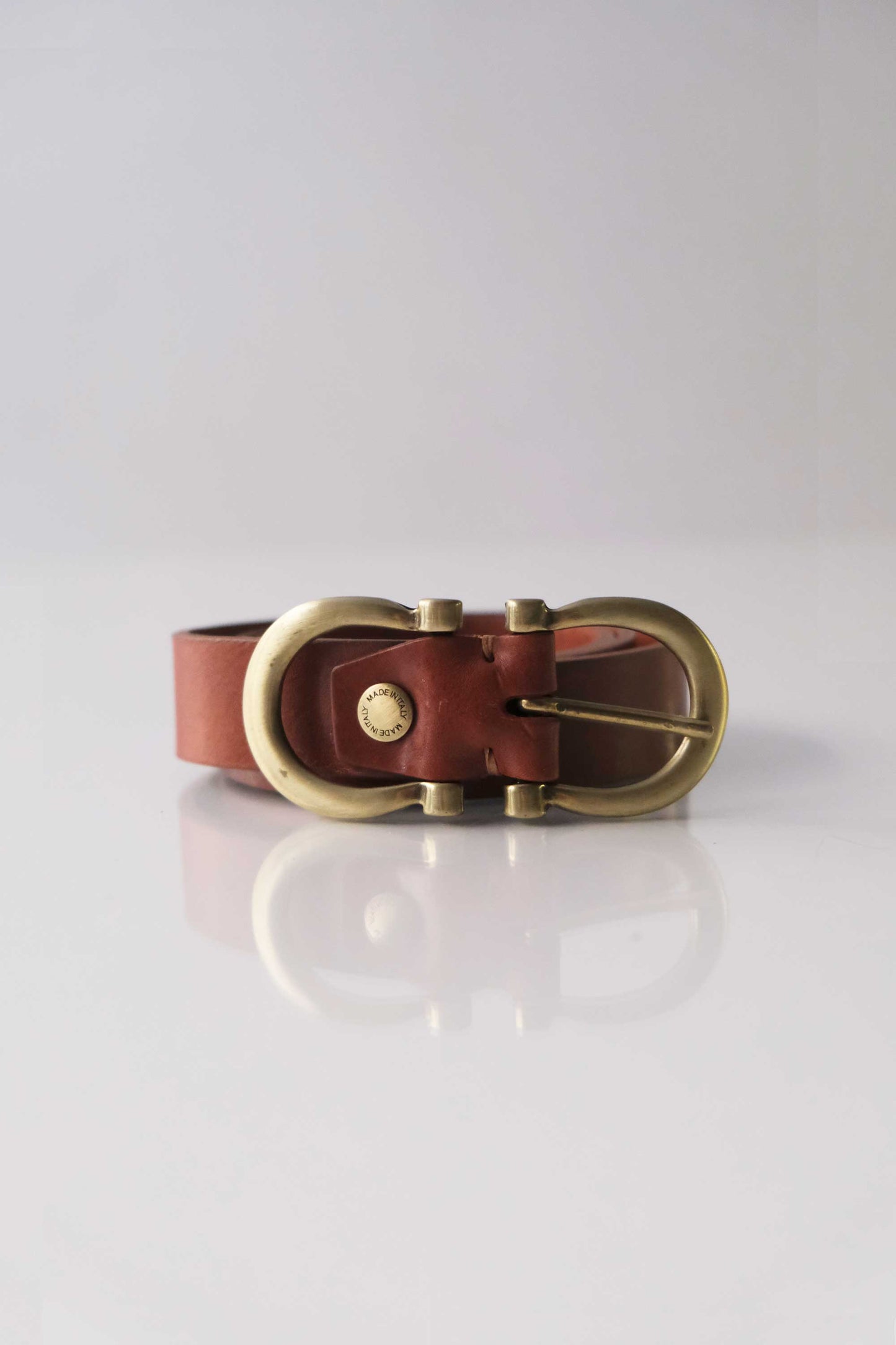Belt Double vegetable-tanned leather cognac - Made in Italy -