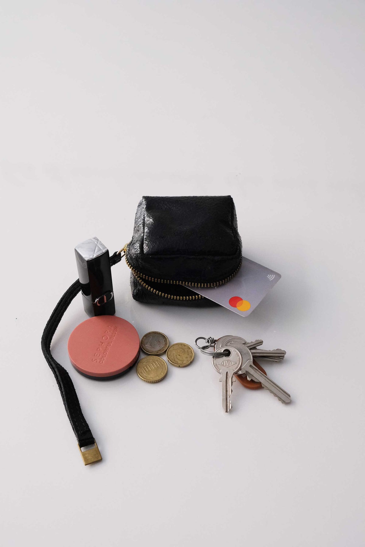 Dream box mini pochette in balck craclè calf leather - Made in Italy -
