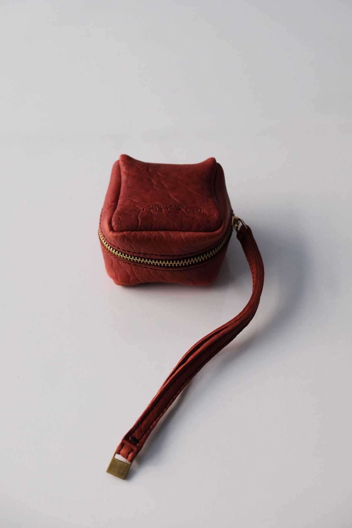 Dream box mini pochette in sangria mutton leather - Made in Italy -