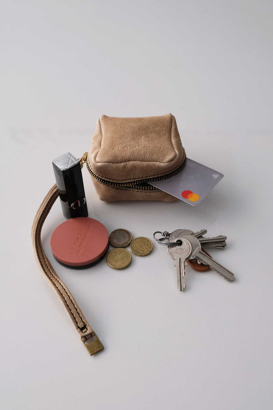 Dream box mini pochette in sand calf leather - Made in Italy -