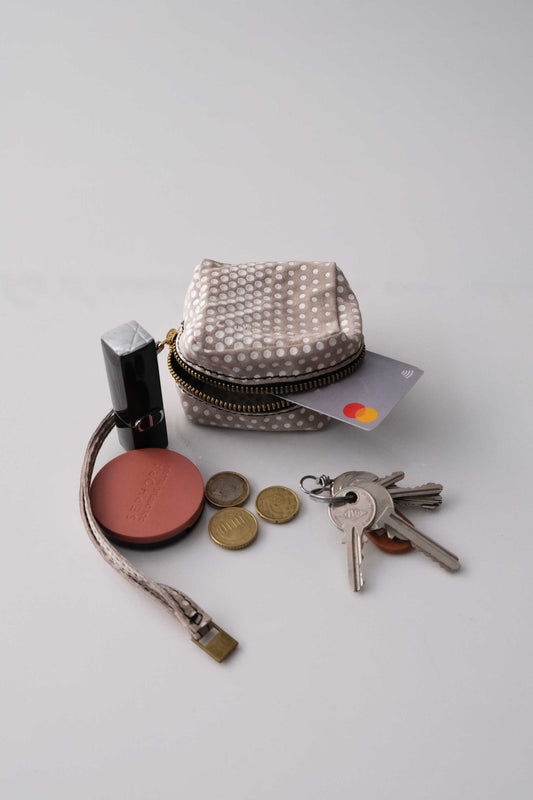 Dream box mini pochette in pois ash calf leather - Made in Italy -