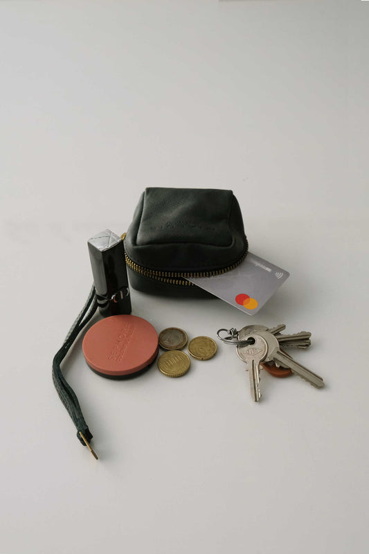 Dream box mini pochette in teal calf leather - Made in Italy -