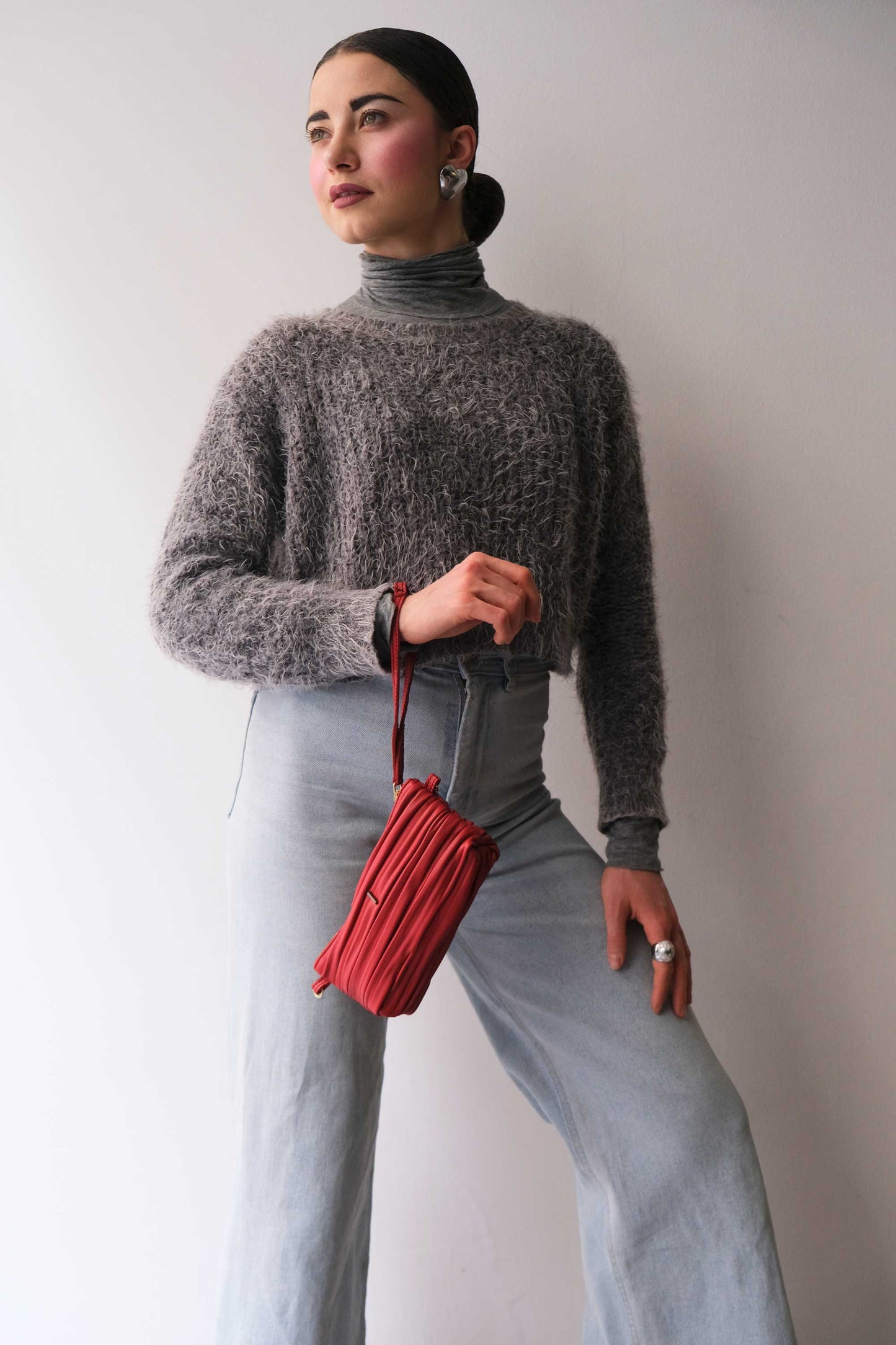 Dream Ti in red pleated leather - Made in Italy -