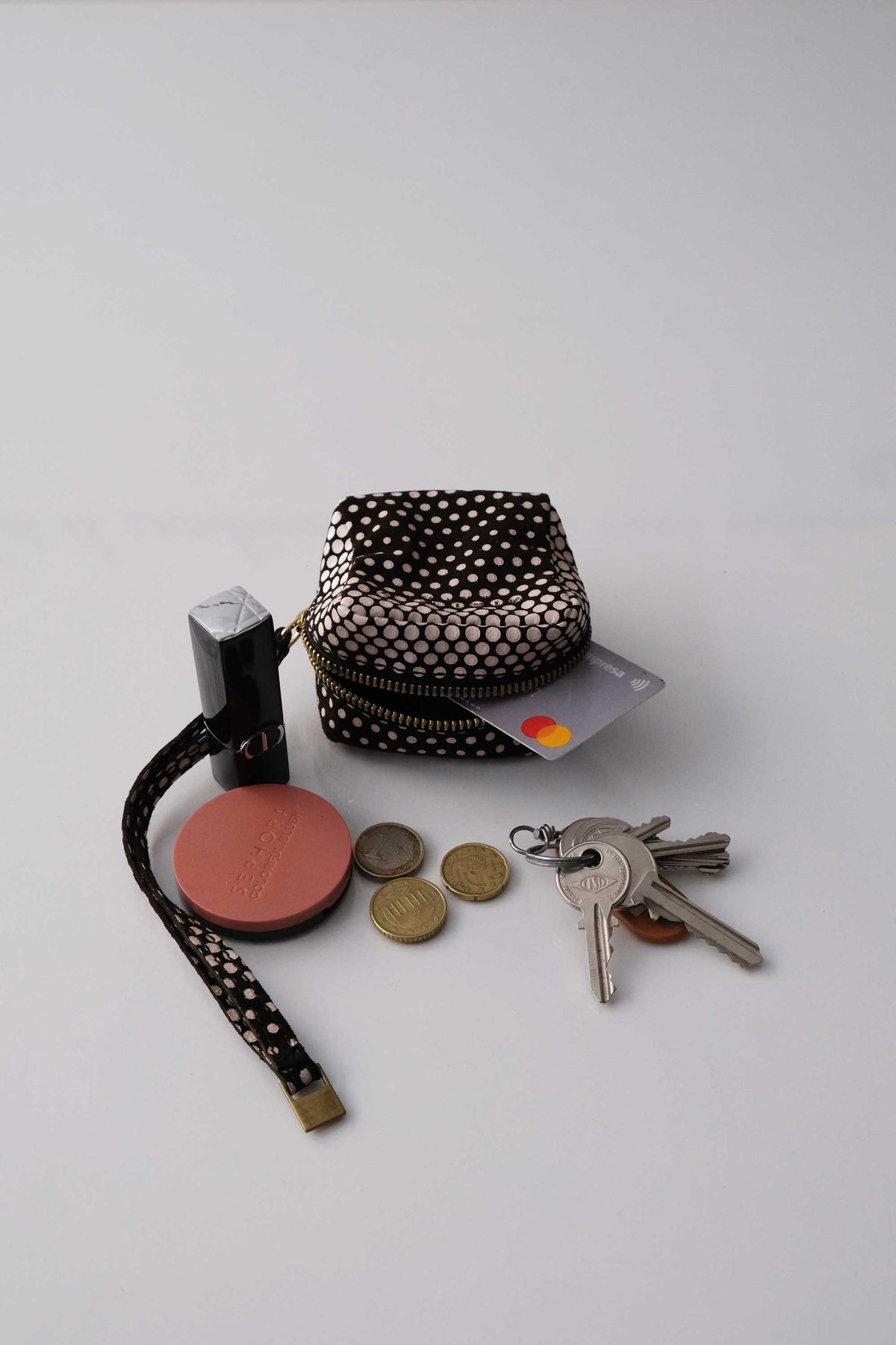 Dream box mini pochette in pois brown calf leather - Made in Italy -