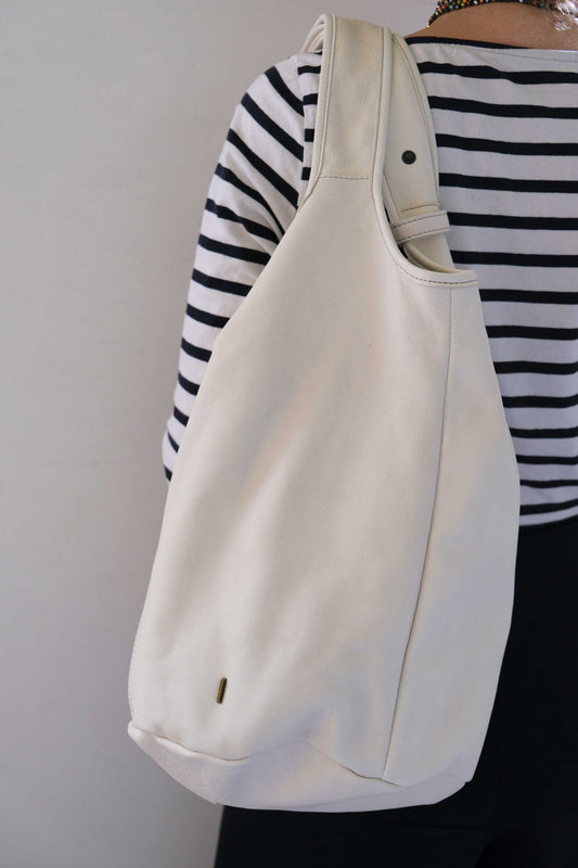 Lena tote bag in white nappa leather
