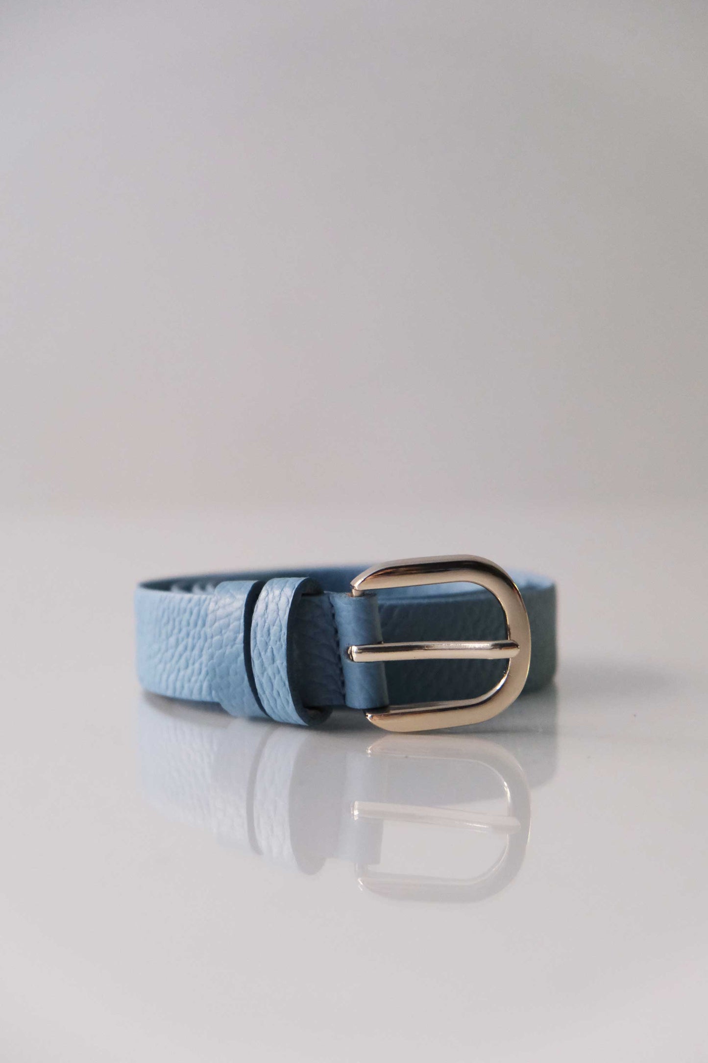 Belt Linea natural grain calf sky blue - Made in Italy -