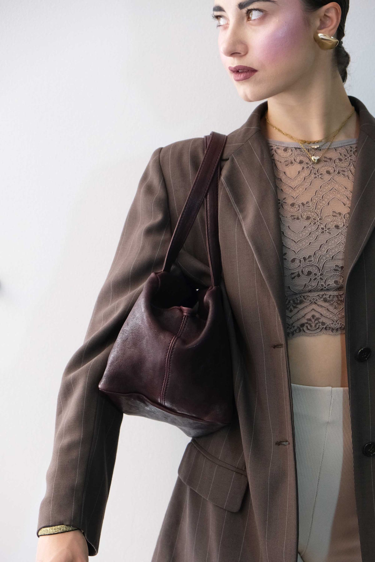 Maribè in plum washed nappa leather  - Made in Italy -