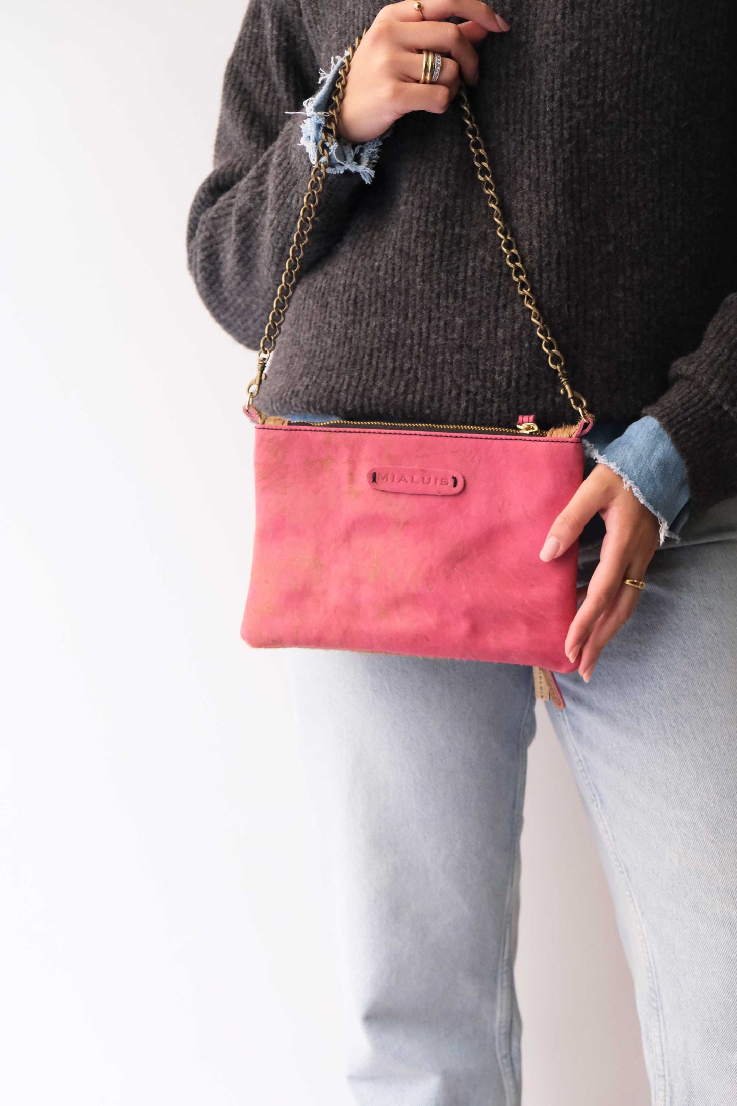 LIMITED EDITION Mikin aged fuchsia pony-hair pochette - Made in Italy -
