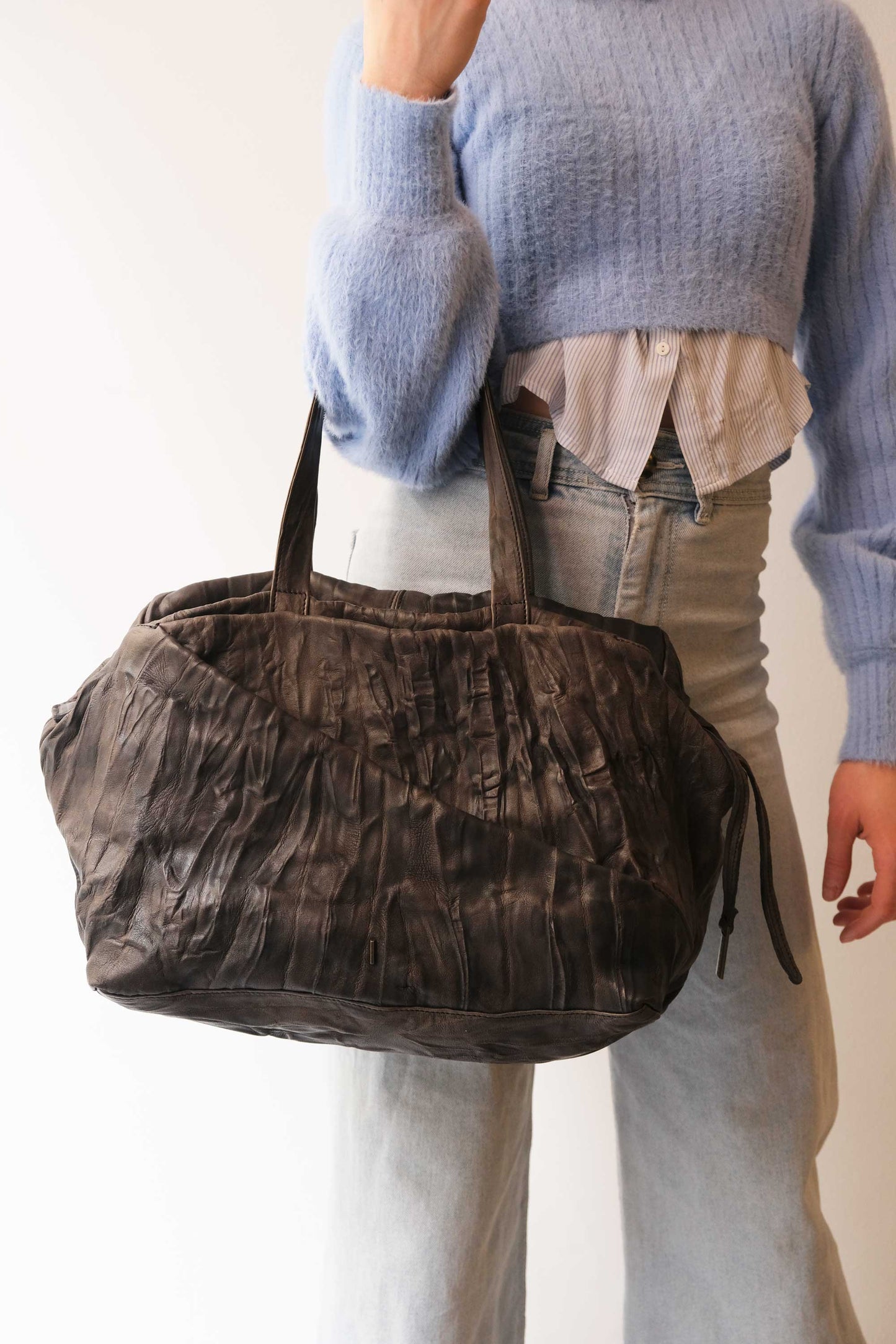 Pilli bag in brown lome soft leather - Made in Italy -
