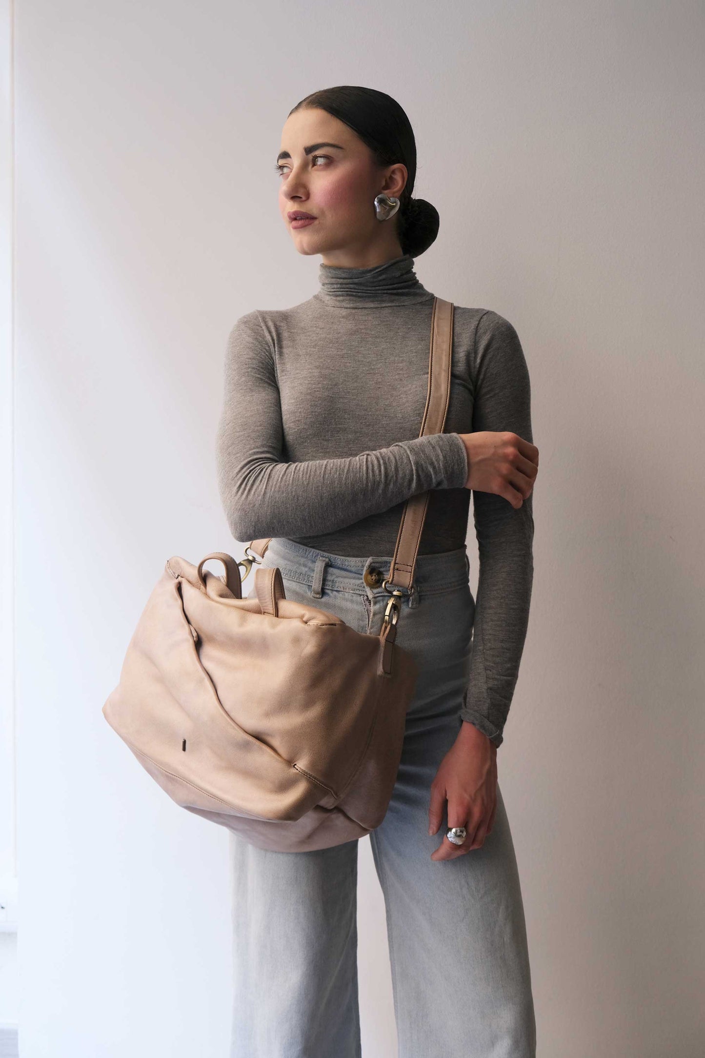 Pilli bag in sand turner soft leather - Made in Italy -
