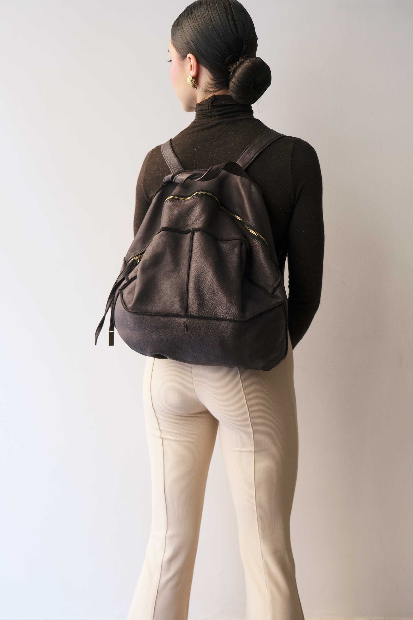 Reneri backpack brown garment-dyed leather - Made in Italy -