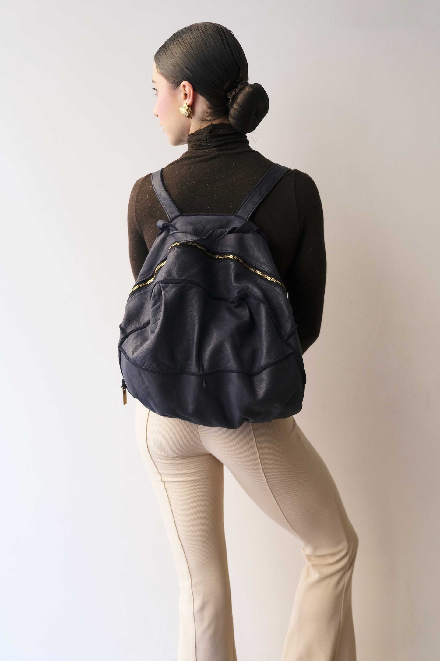 Reneri backpack navy garment-dyed leather - Made in Italy -