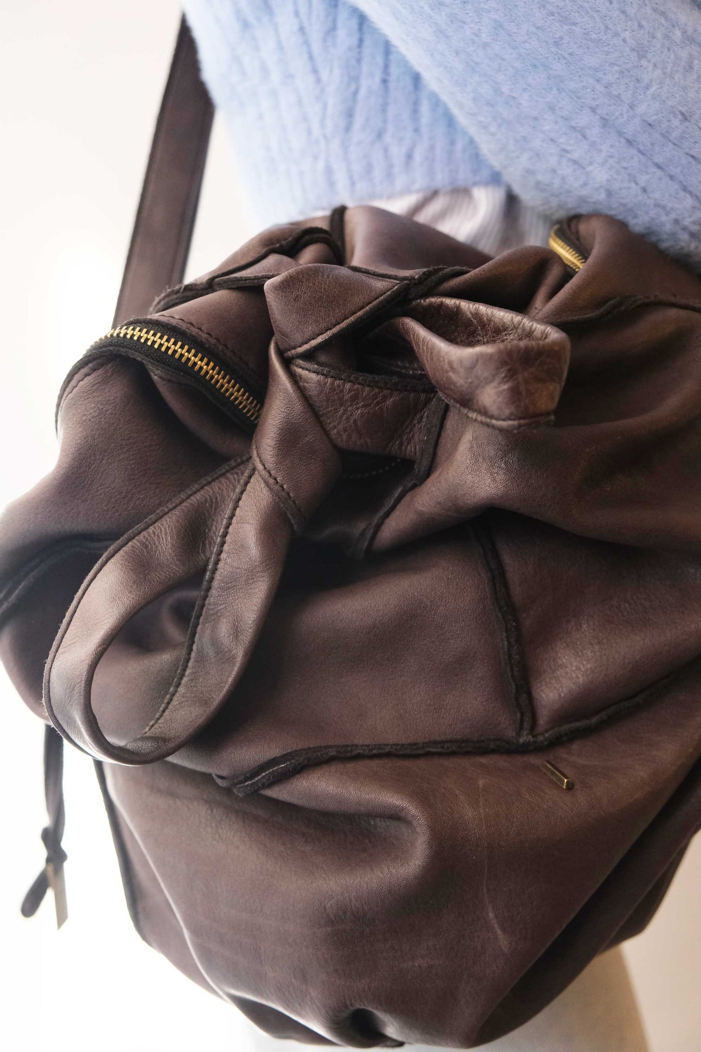 Reri bag brown garment-dyed leather - Made in Italy -