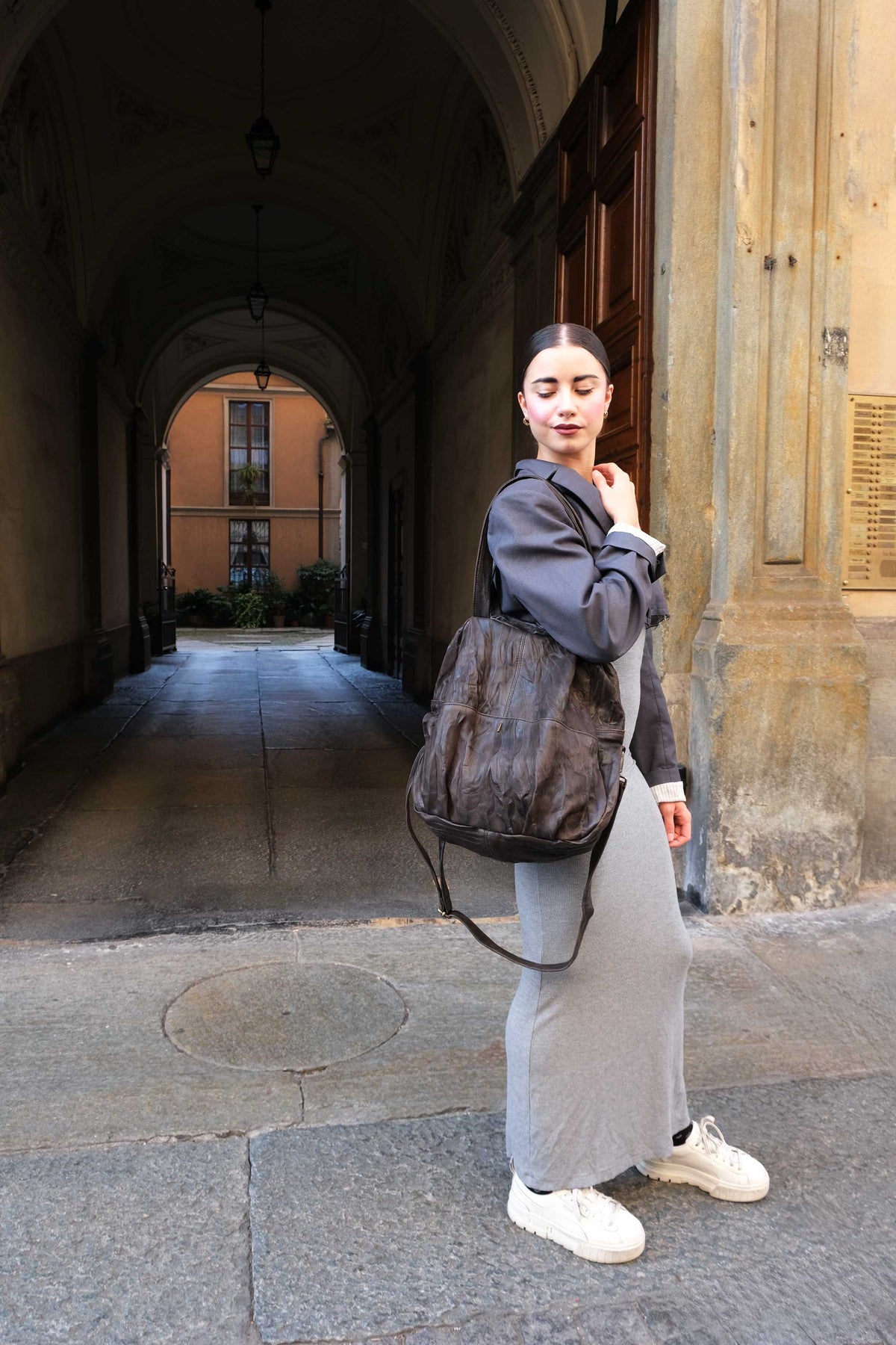 Riri tote bag in soft nappa lomé brown - Made in Italy -