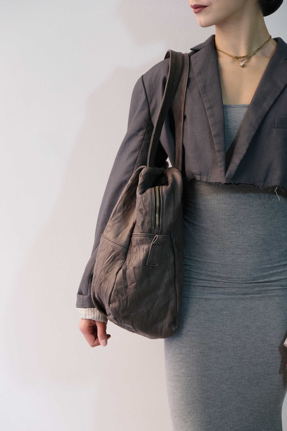 Riri tote bag in soft nappa lomé tobacco - Made in Italy -