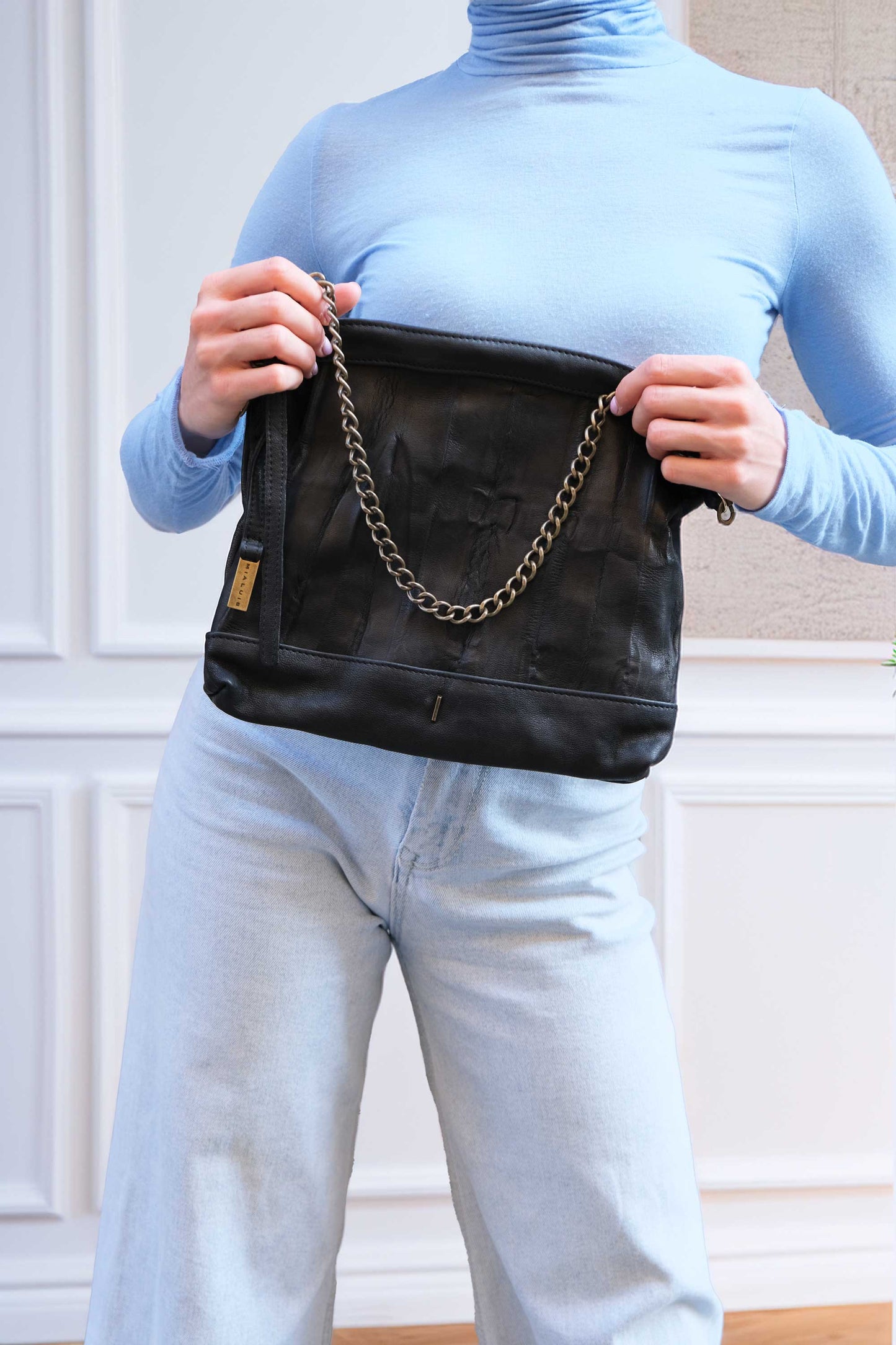 Zoe in balck lome nappa leather - Made in Italy -