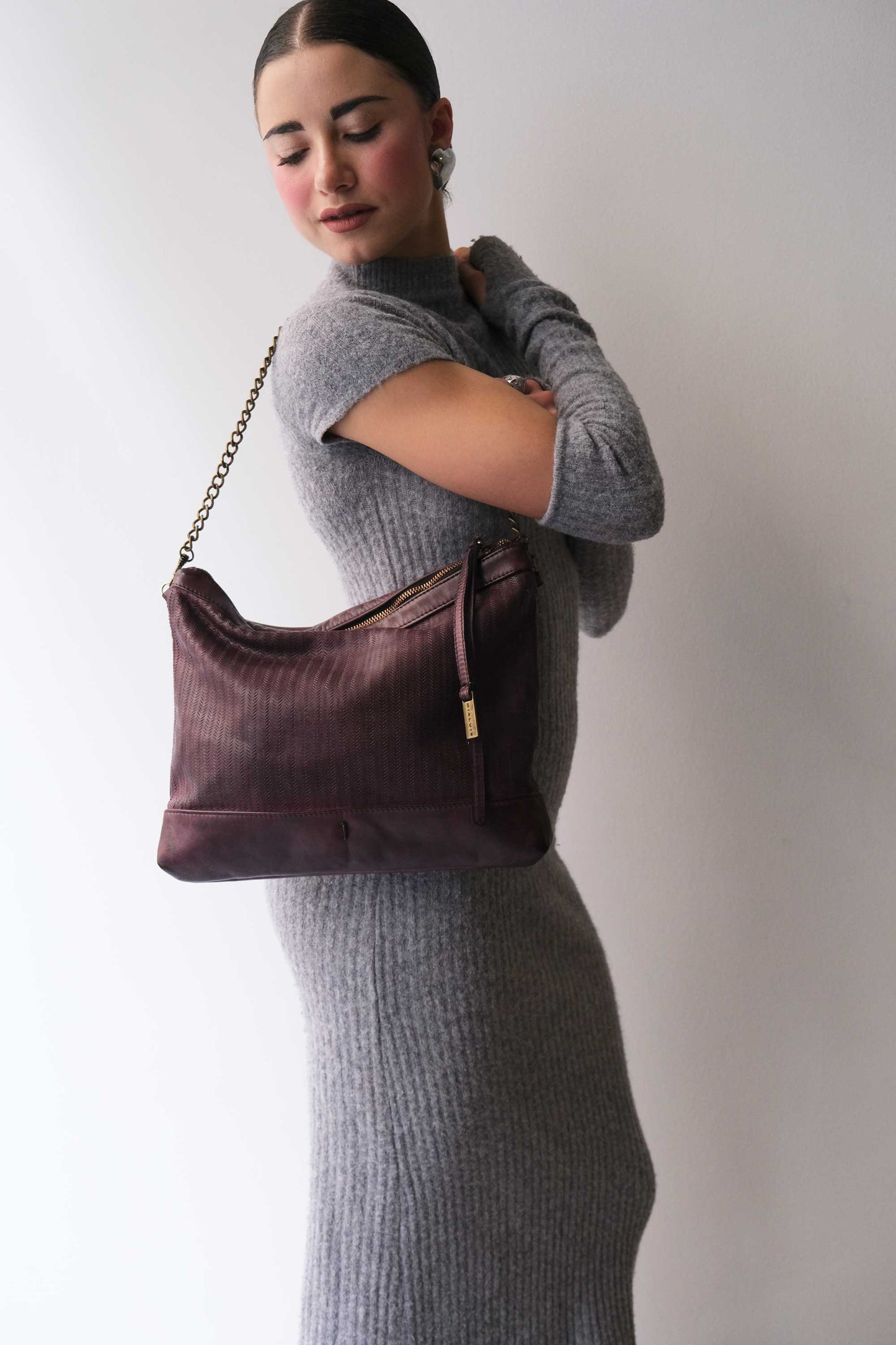 Zoe in plum turner calf soft leather - Made in Italy -