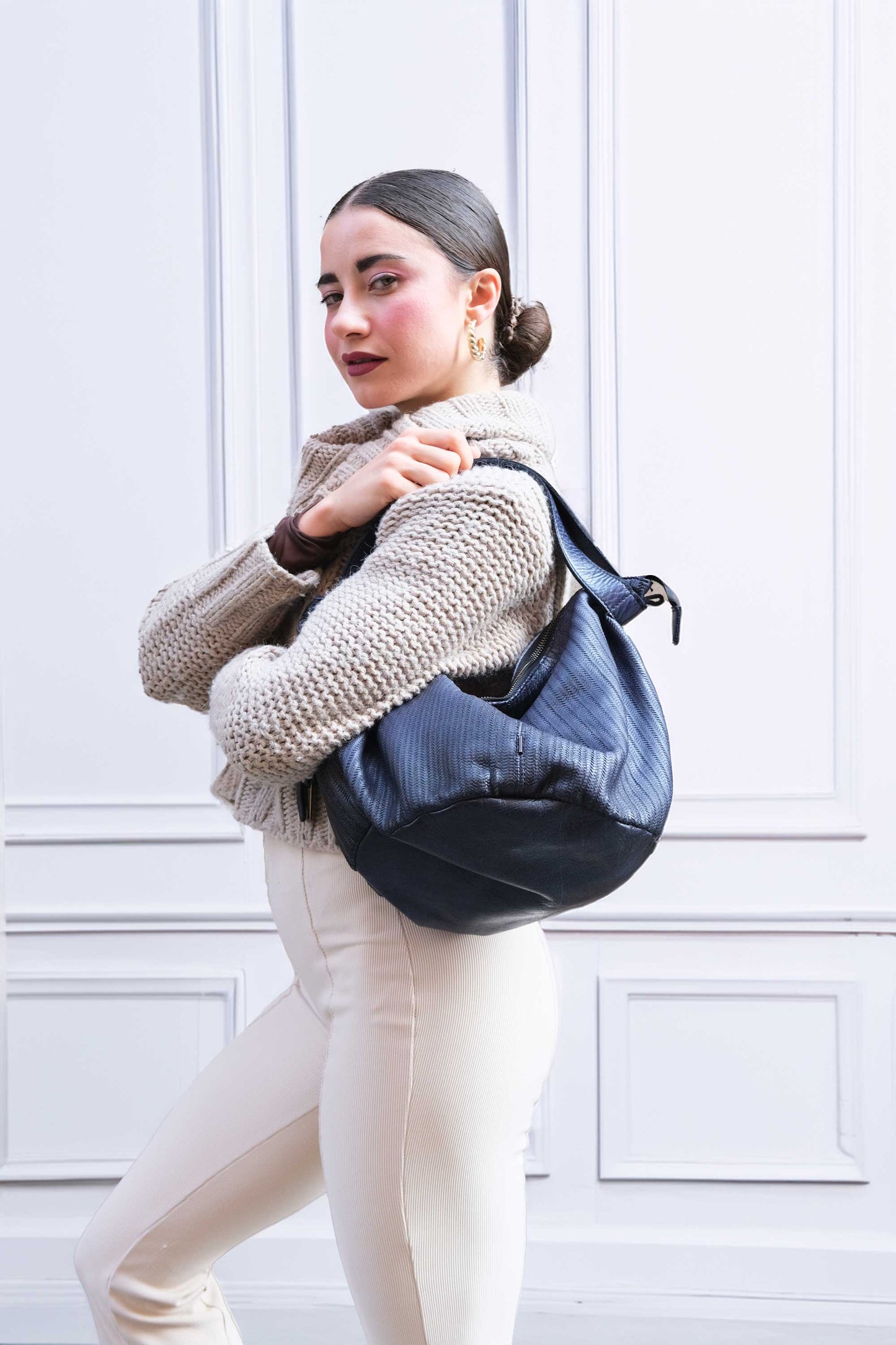 Carola bag in cobalt turner leather - Made in Italy -